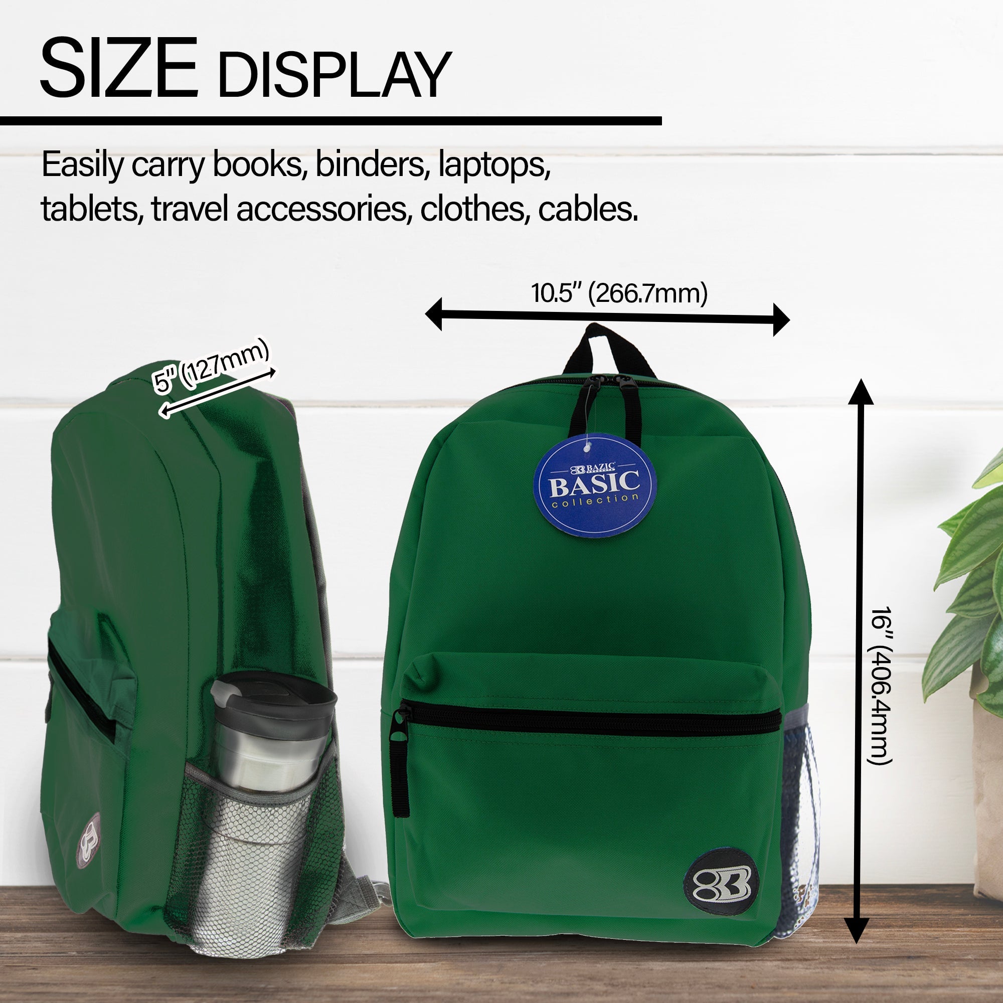 Basic 16" Green Backpack