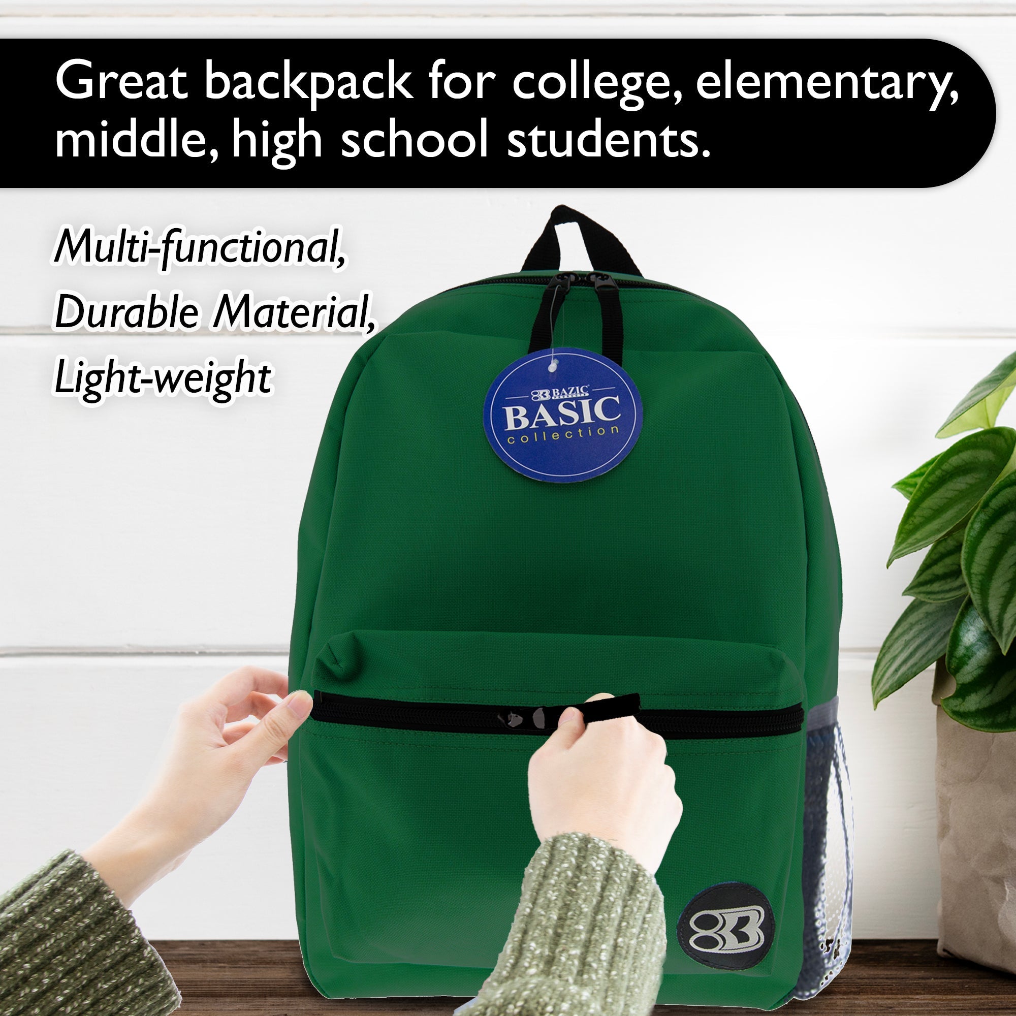 Basic 16" Green Backpack