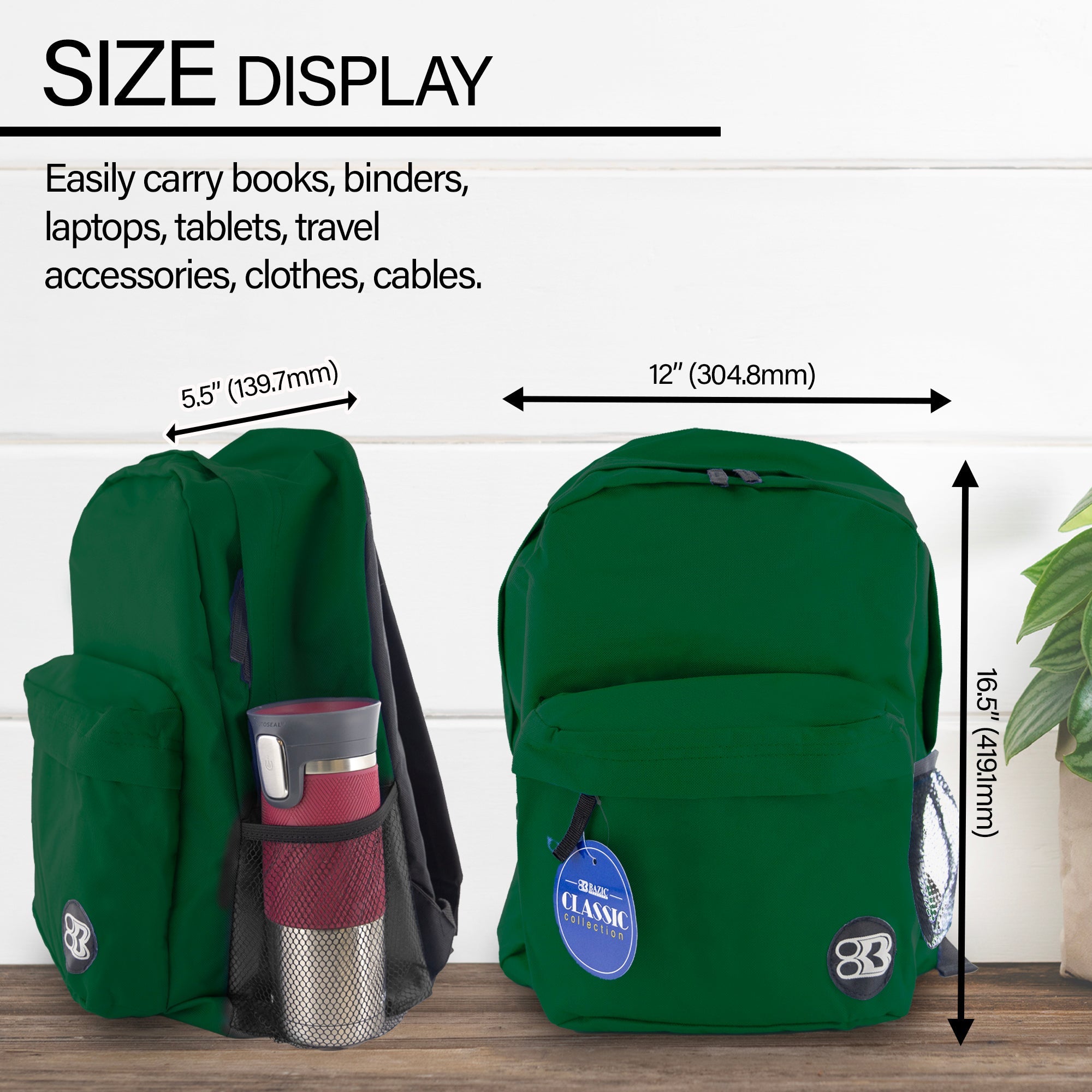 Classic 17" Green Backpack