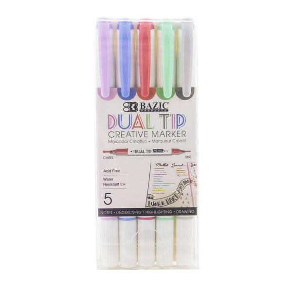 5 Colors Dual-Tip Creative Markers