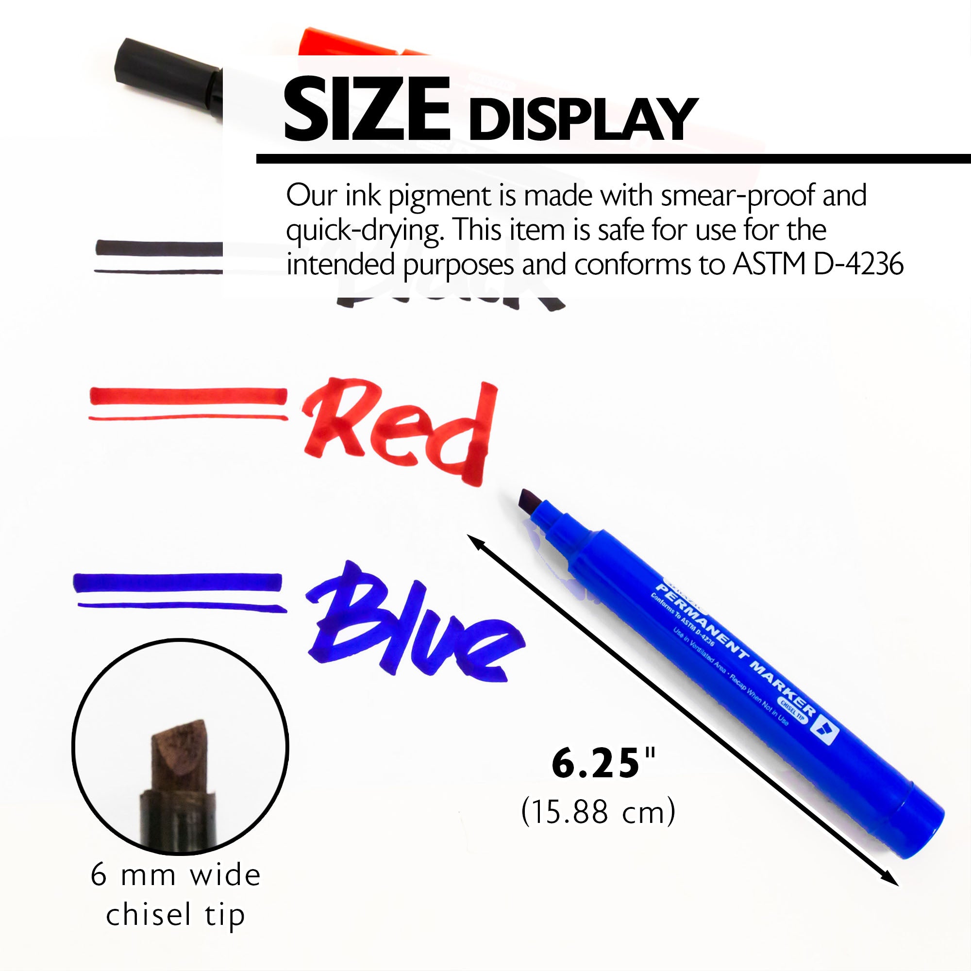 Chisel Tip Jumbo Assorted Color Permanent Marker (3/Pack)