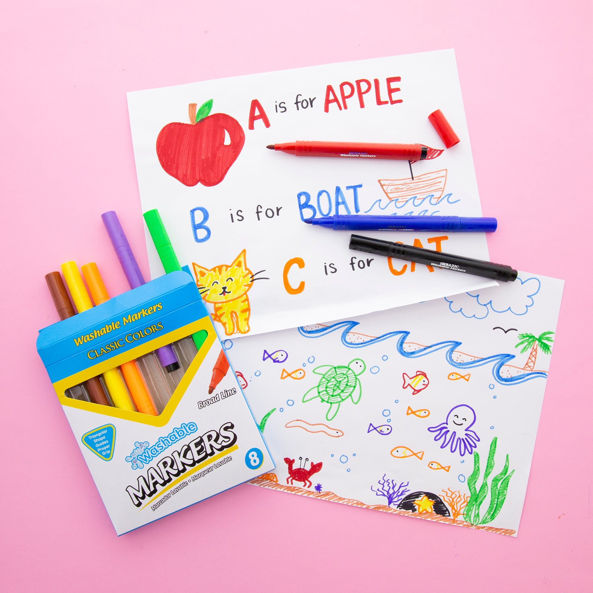 Washable Markers Broad Line Jumbo Triangle 8 Color