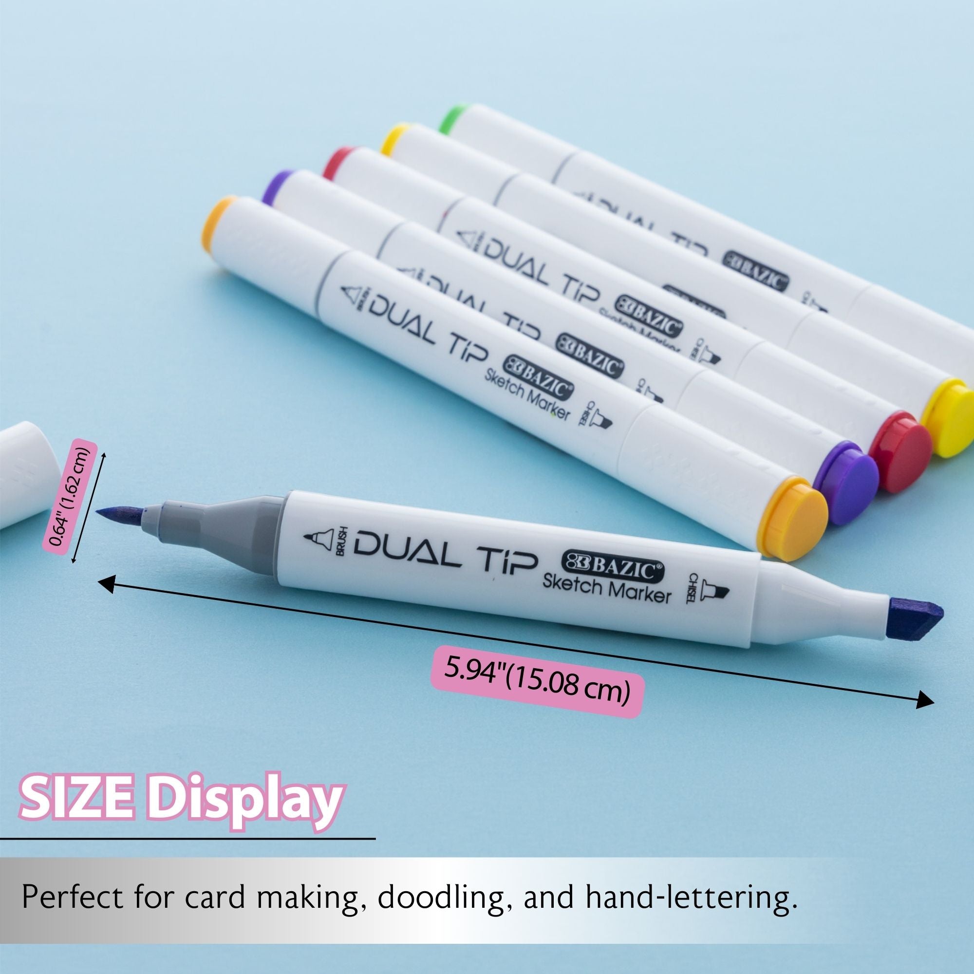 BAZIC 6 Primary Colors Dual Tip Sketch Markers – BAZIC Products