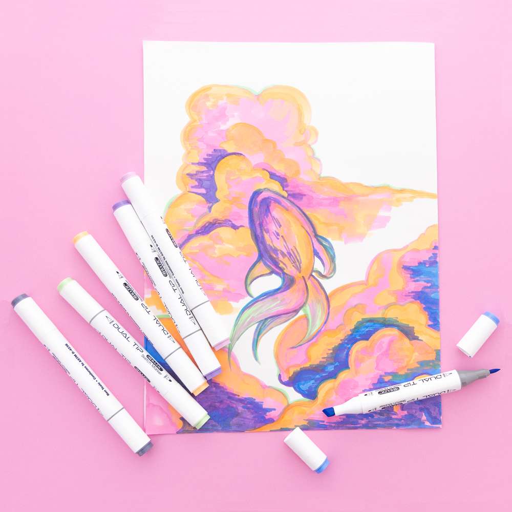 Dual Tip Alcohol-Based Markers 6 Pastel Colors