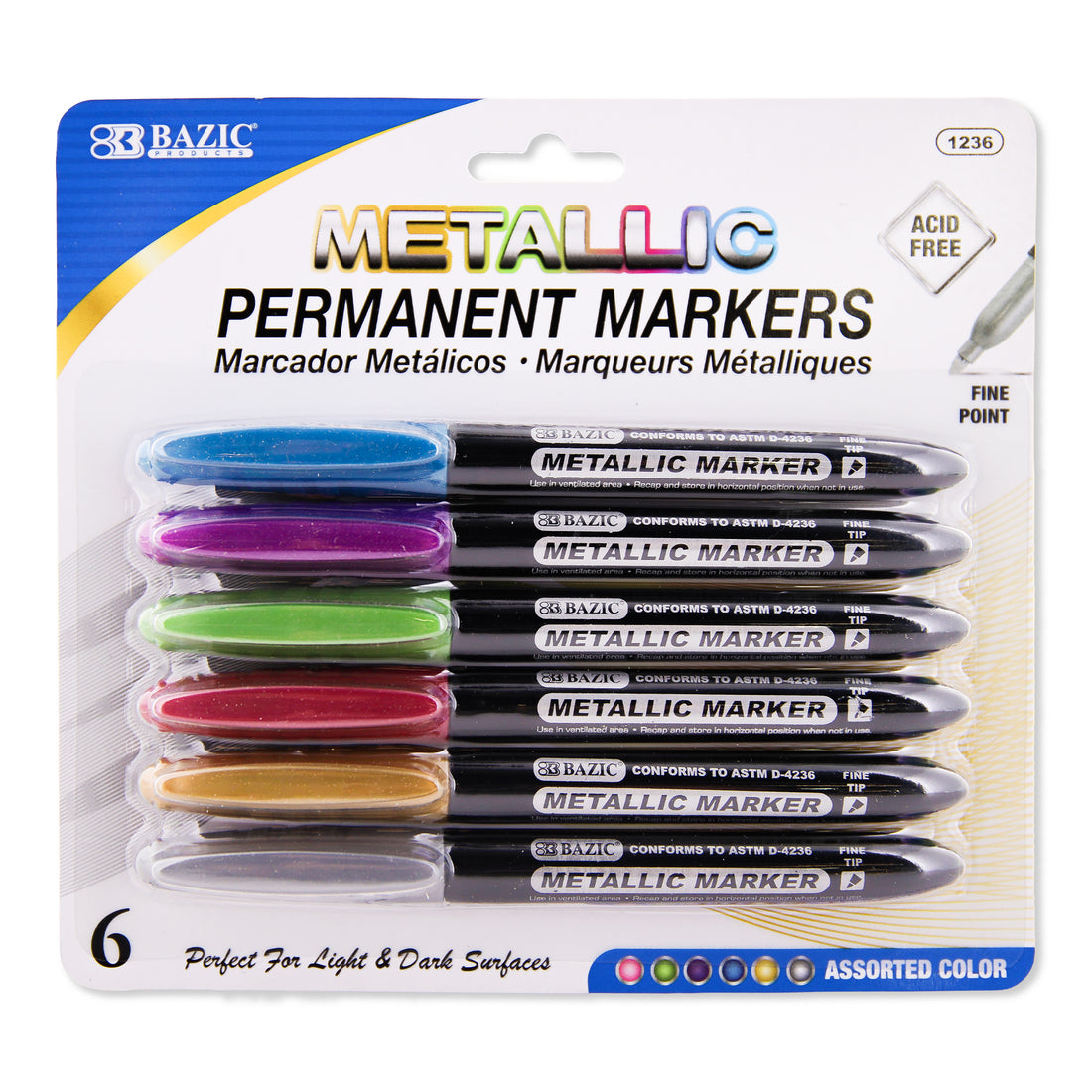 6 Metallic Colors Markers