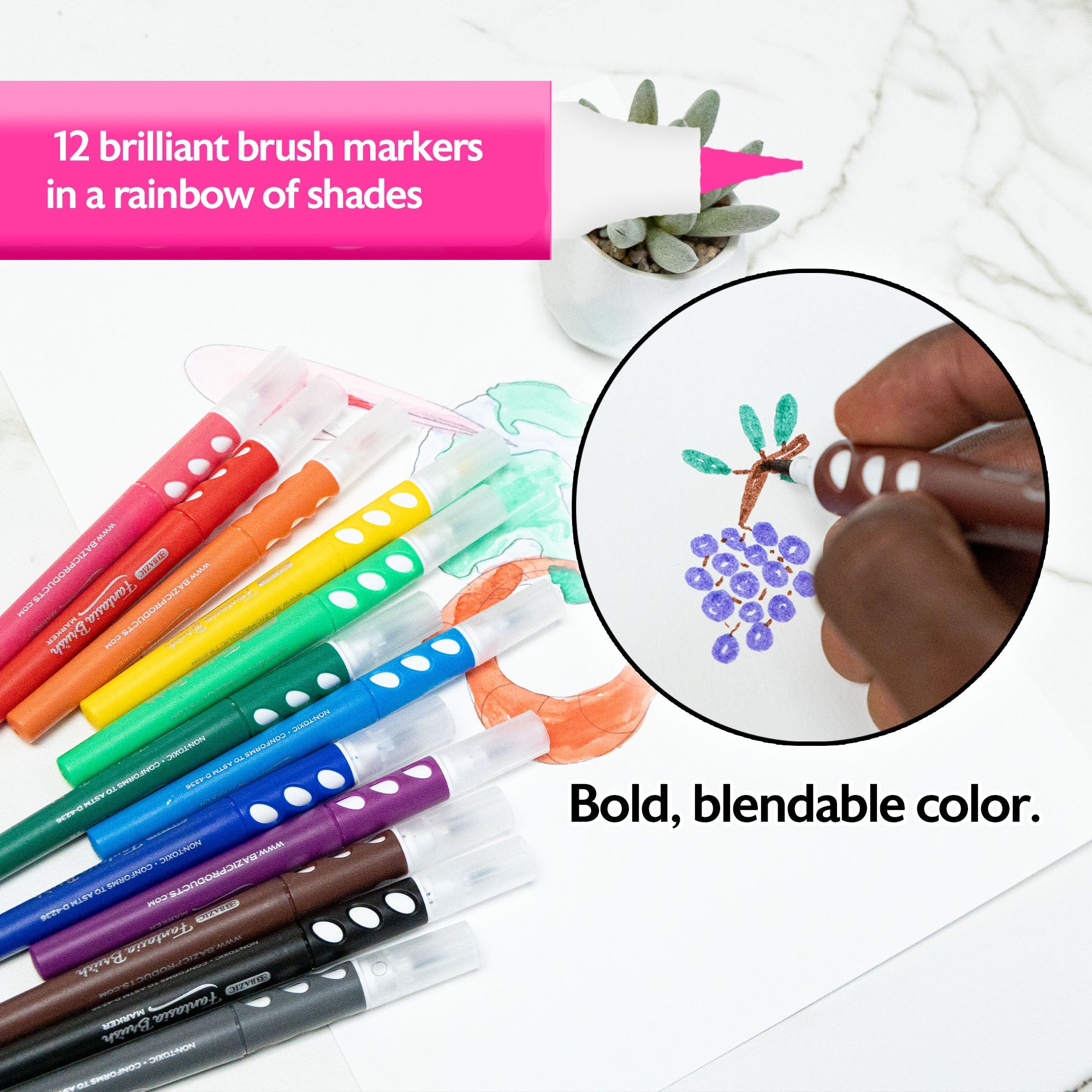 12 Colors Brush Markers