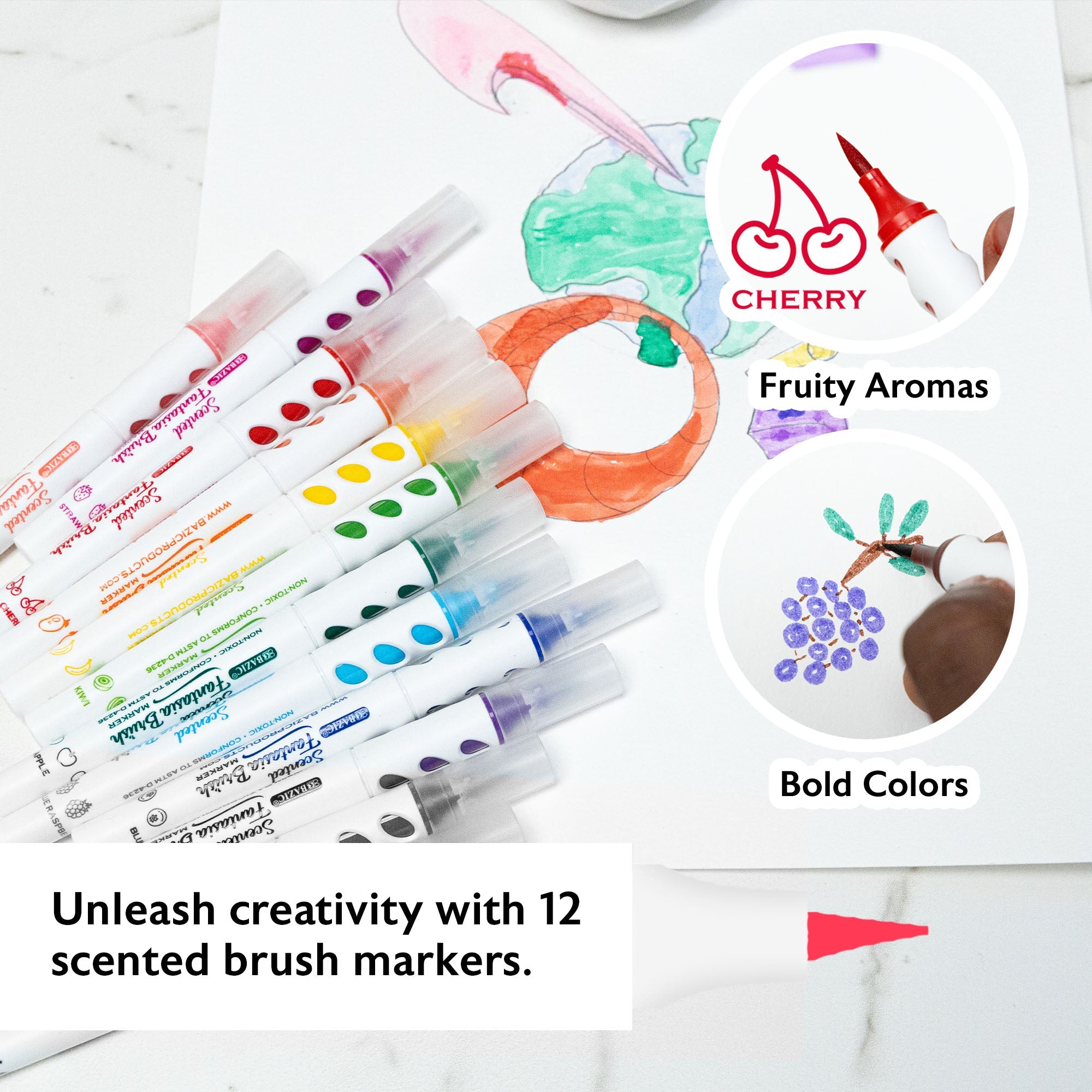 12 Colors Scented Brush Markers