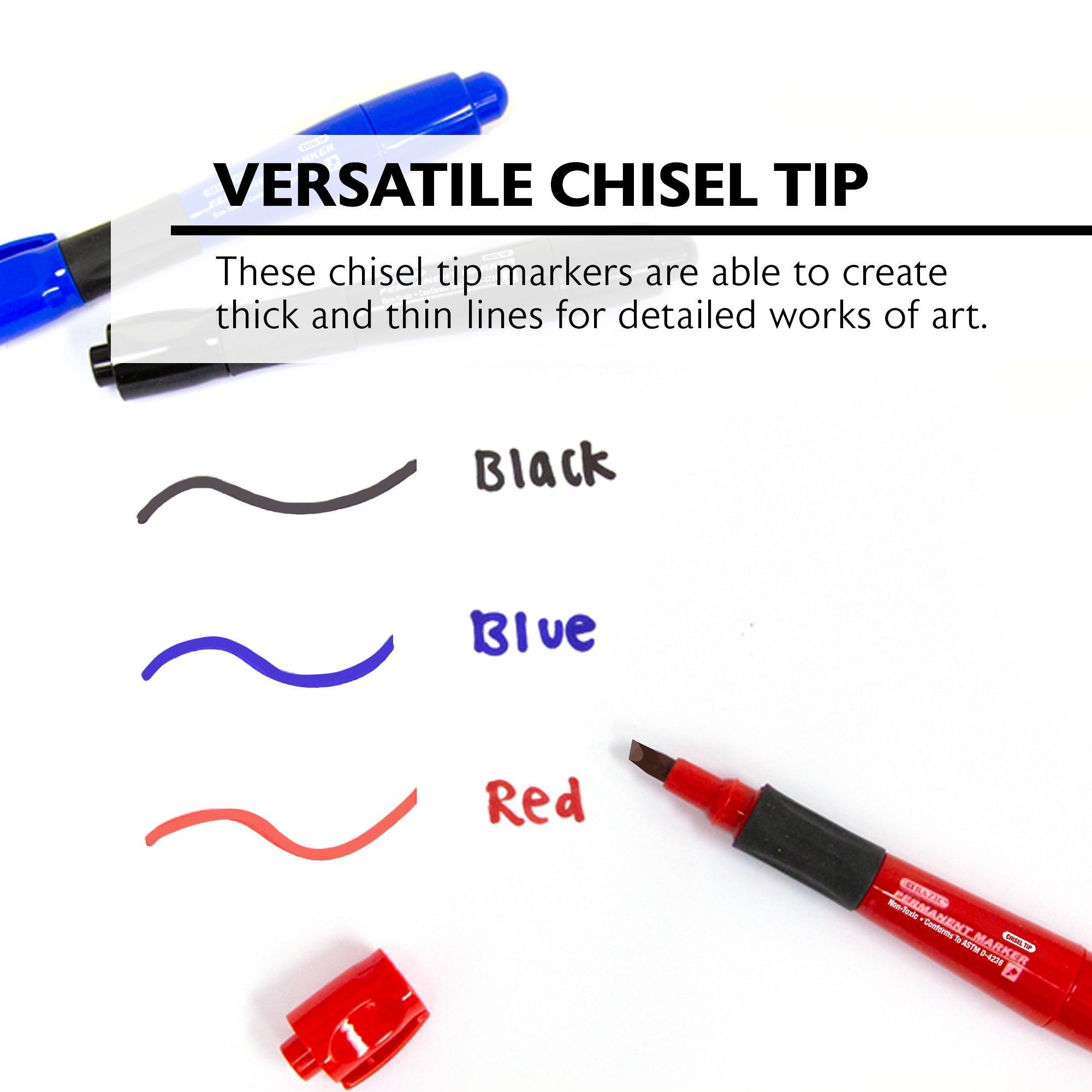 Chisel Tip Jumbo Asst. Color Permanent Marker Grip (3/Pack)