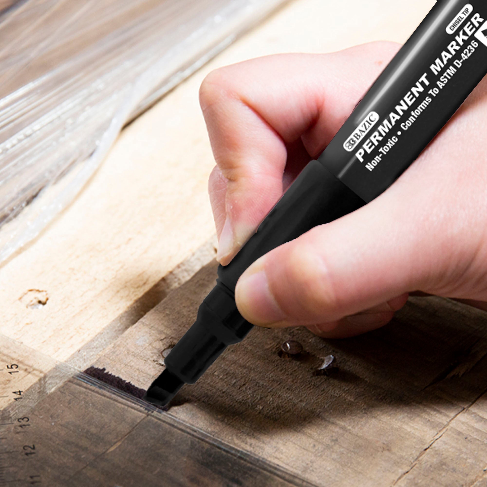 Chisel Tip Jumbo Black Permanent Marker w/ Grip (3/Pack)