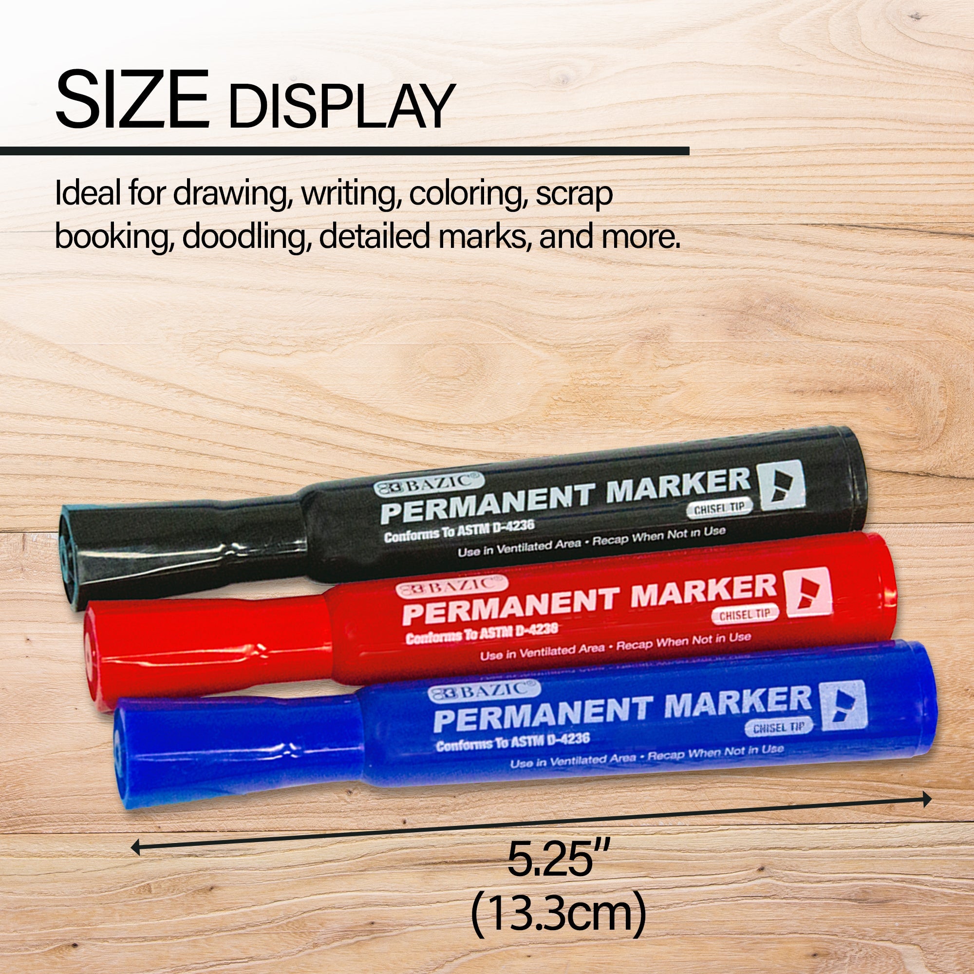 Chisel Tip Assorted Color Permanent Marker (3/Pack)