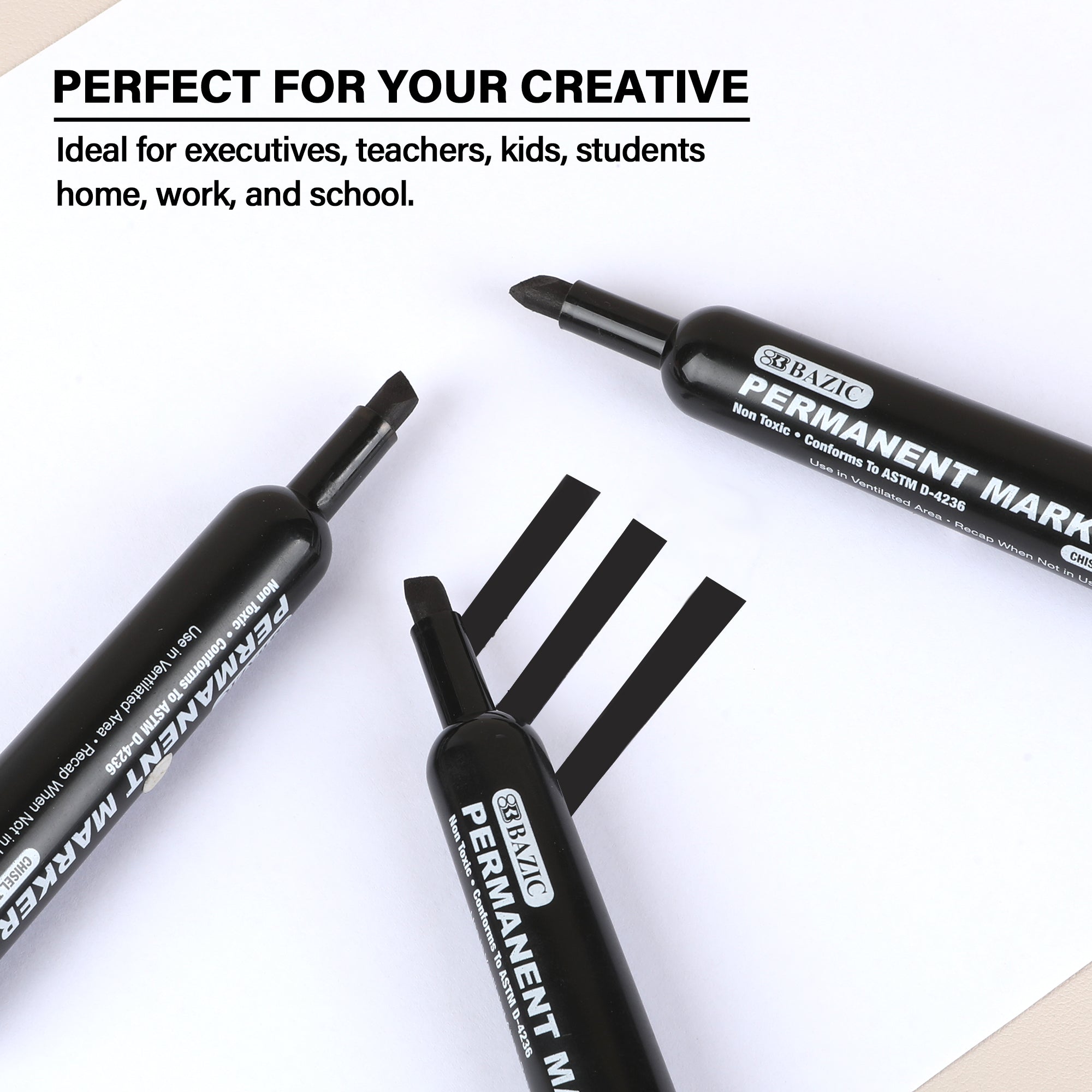 Chisel Tip Desk Style Black Permanent Marker (3/Pack)