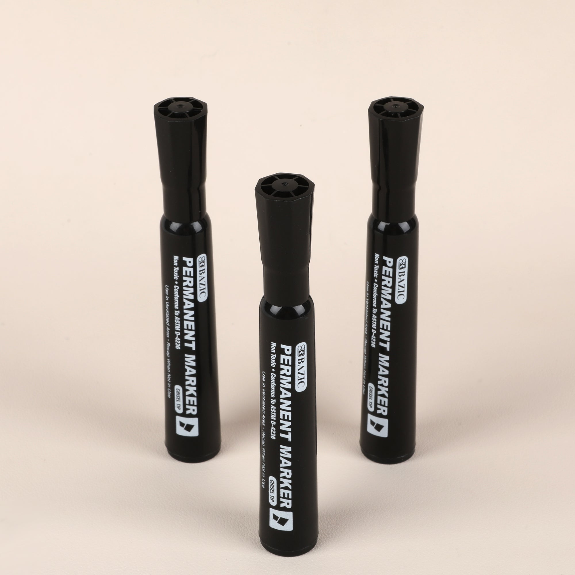 Chisel Tip Desk Style Black Permanent Marker (3/Pack)