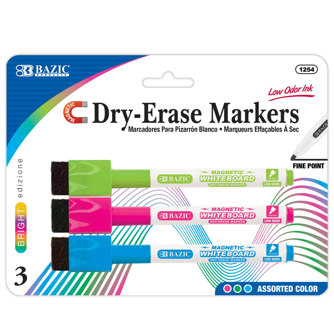 Bright Colors Magnetic Dry-Erase Markers (3/Pack)