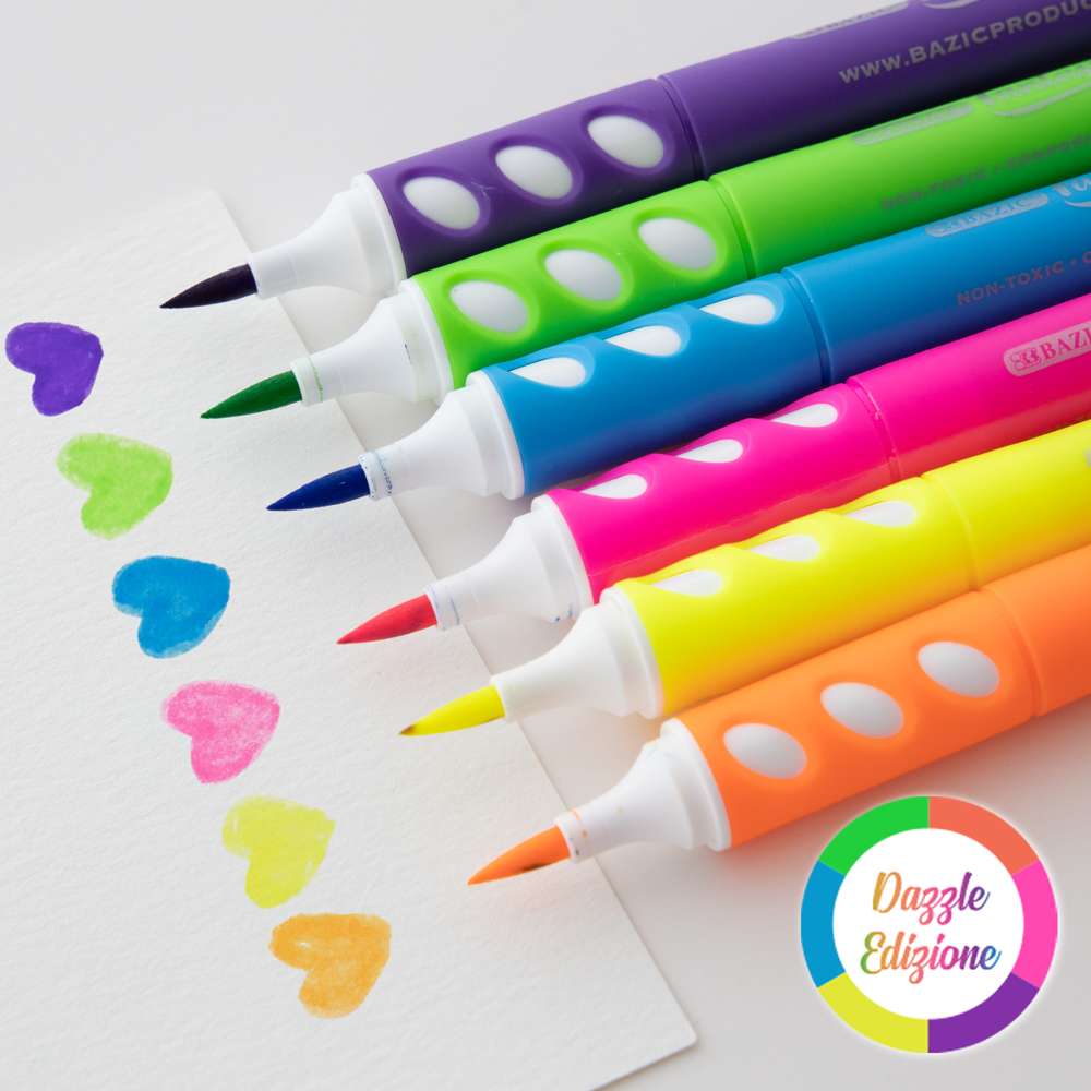 Brush Markers 6 Neon Colors