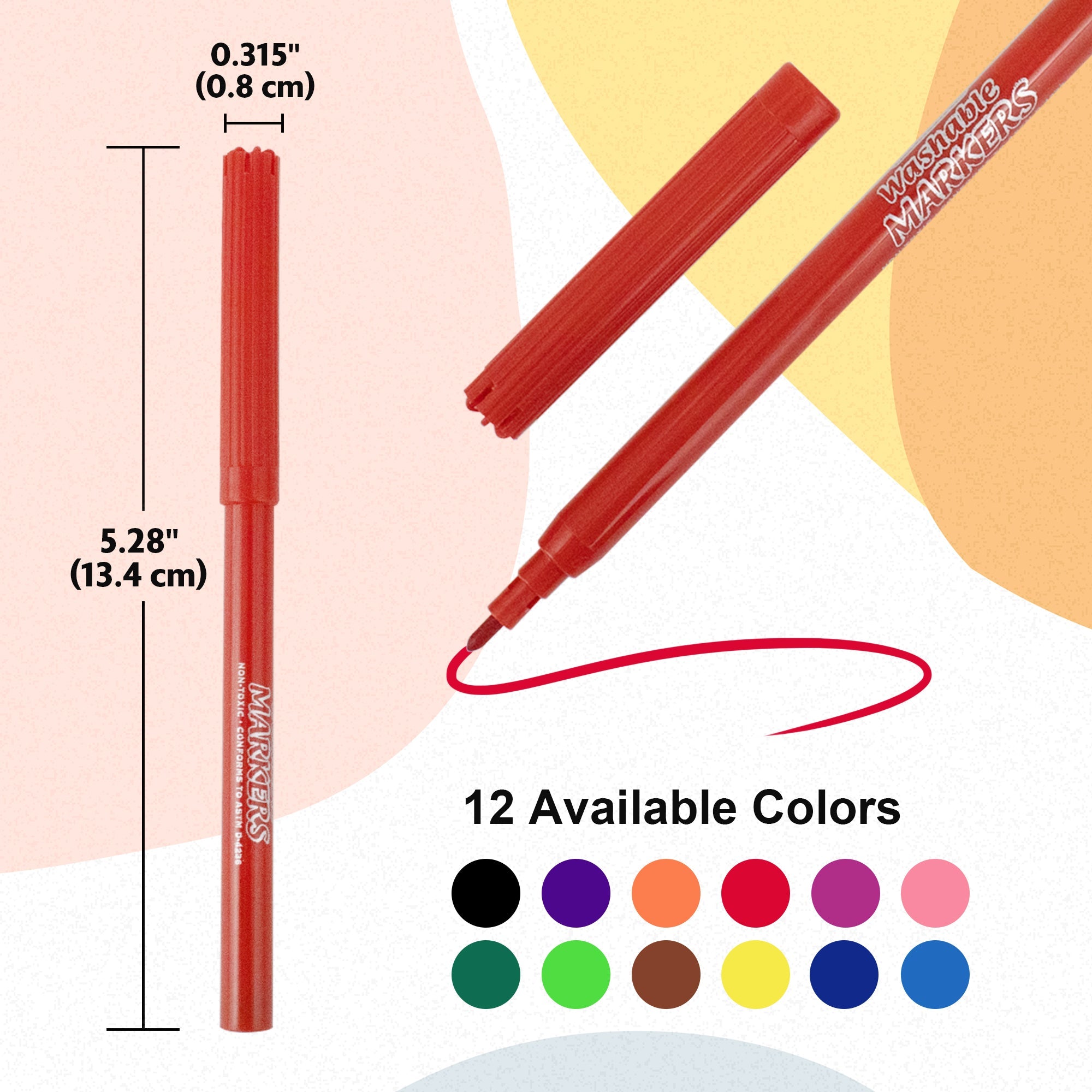 Fine Line 12 Classic Colors Washable Markers