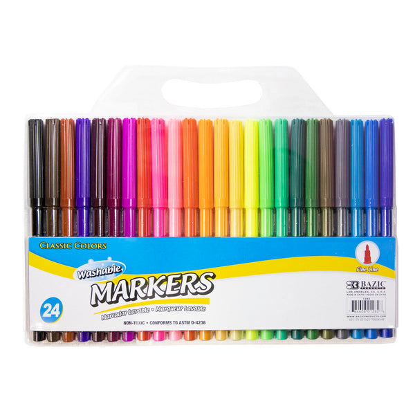 24 Classic Colors Fine Line Washable Markers