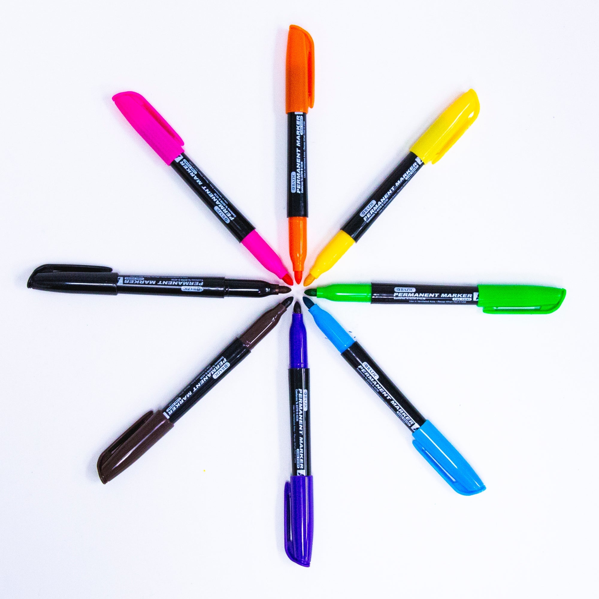 Fine Tip Bright Color Permanent Markers (8/Pack)