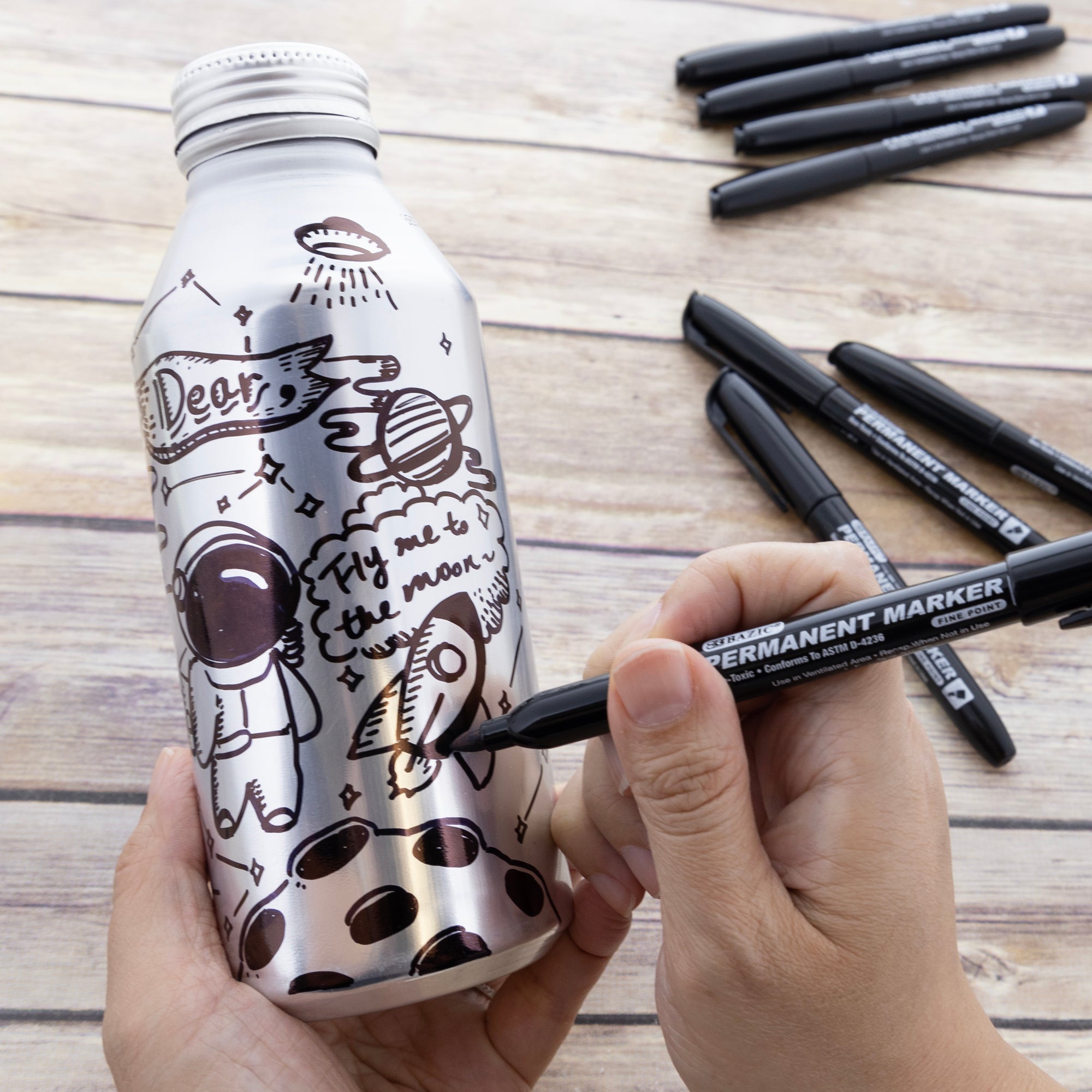 Fine Tip Black Permanent Markers (8/Pack)