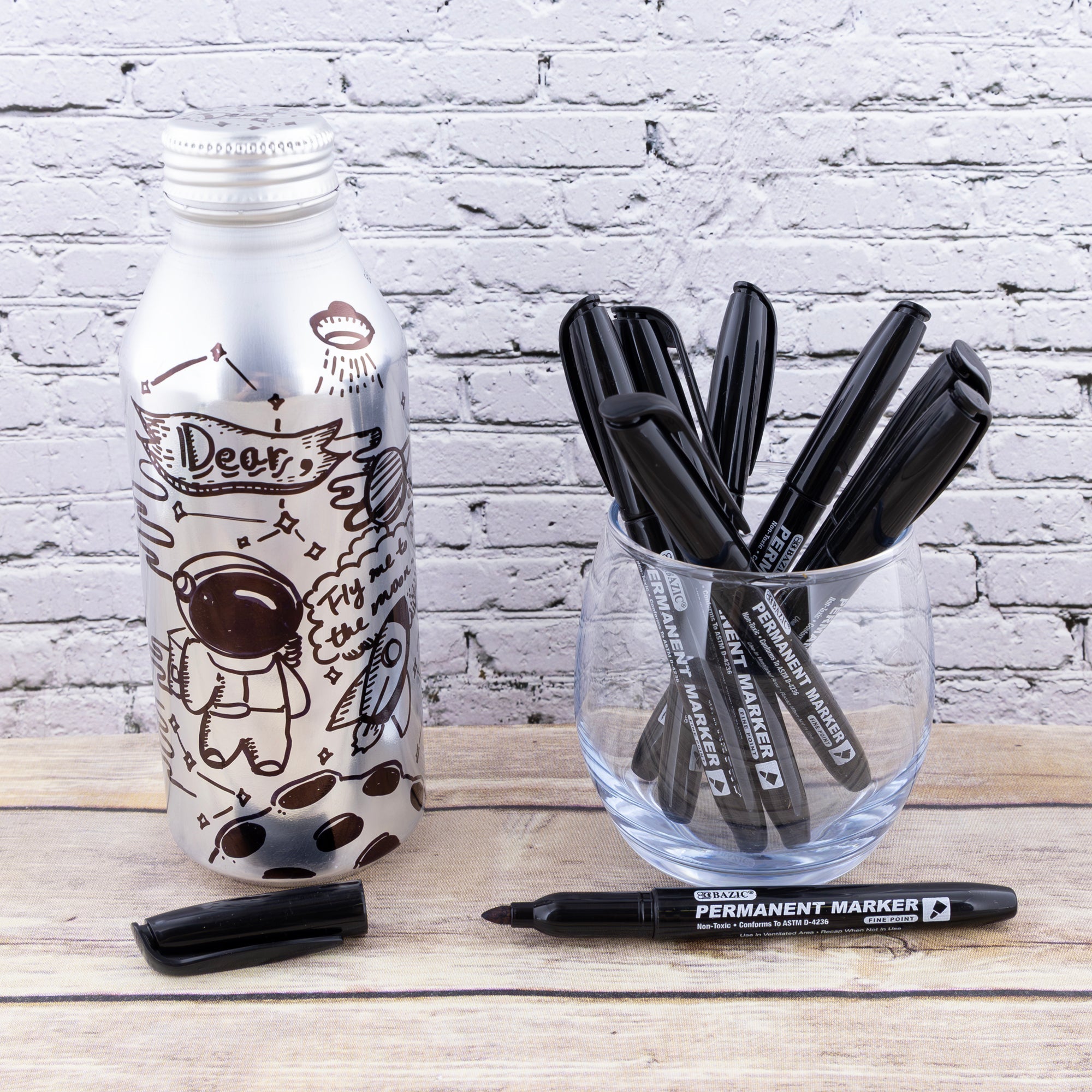 Fine Tip Black Permanent Markers (8/Pack)