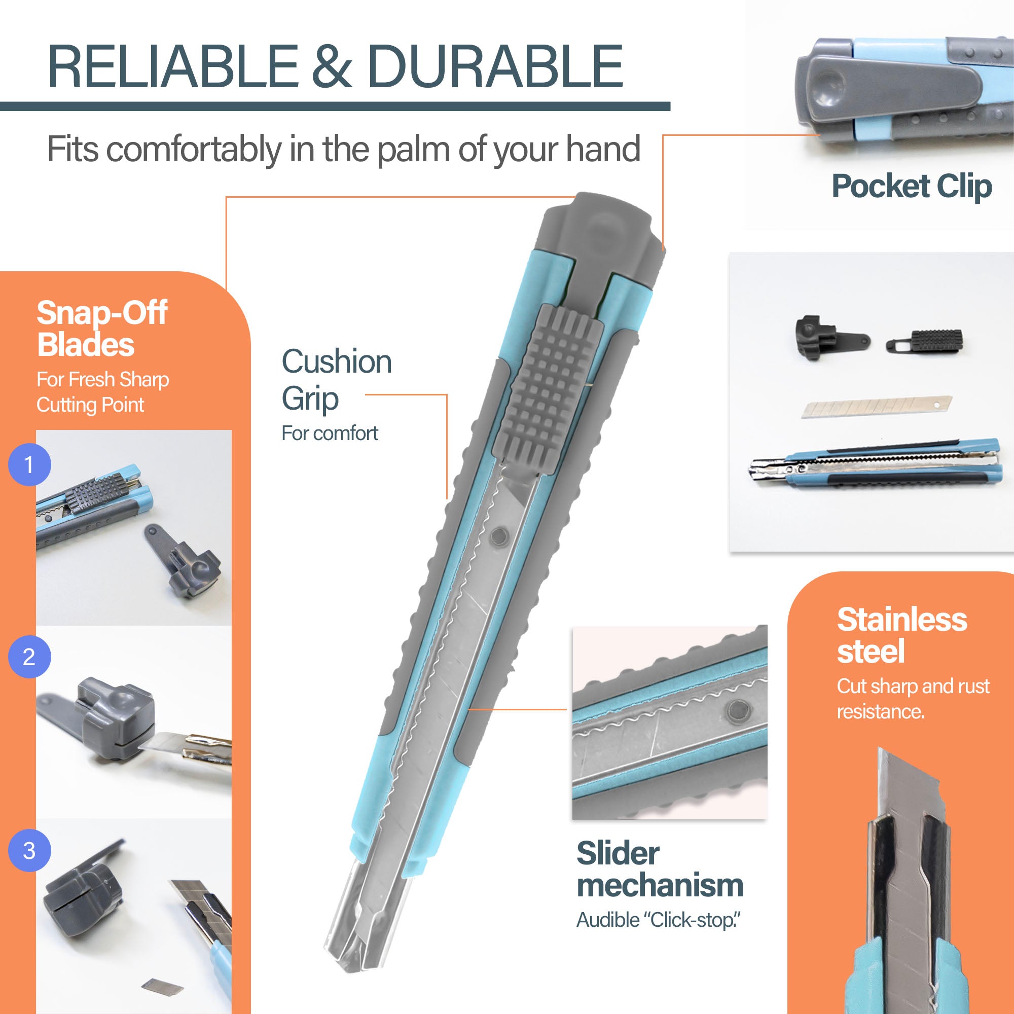 Multipurpose Snap-Off 9mm Cutter w/ Cushion Grip