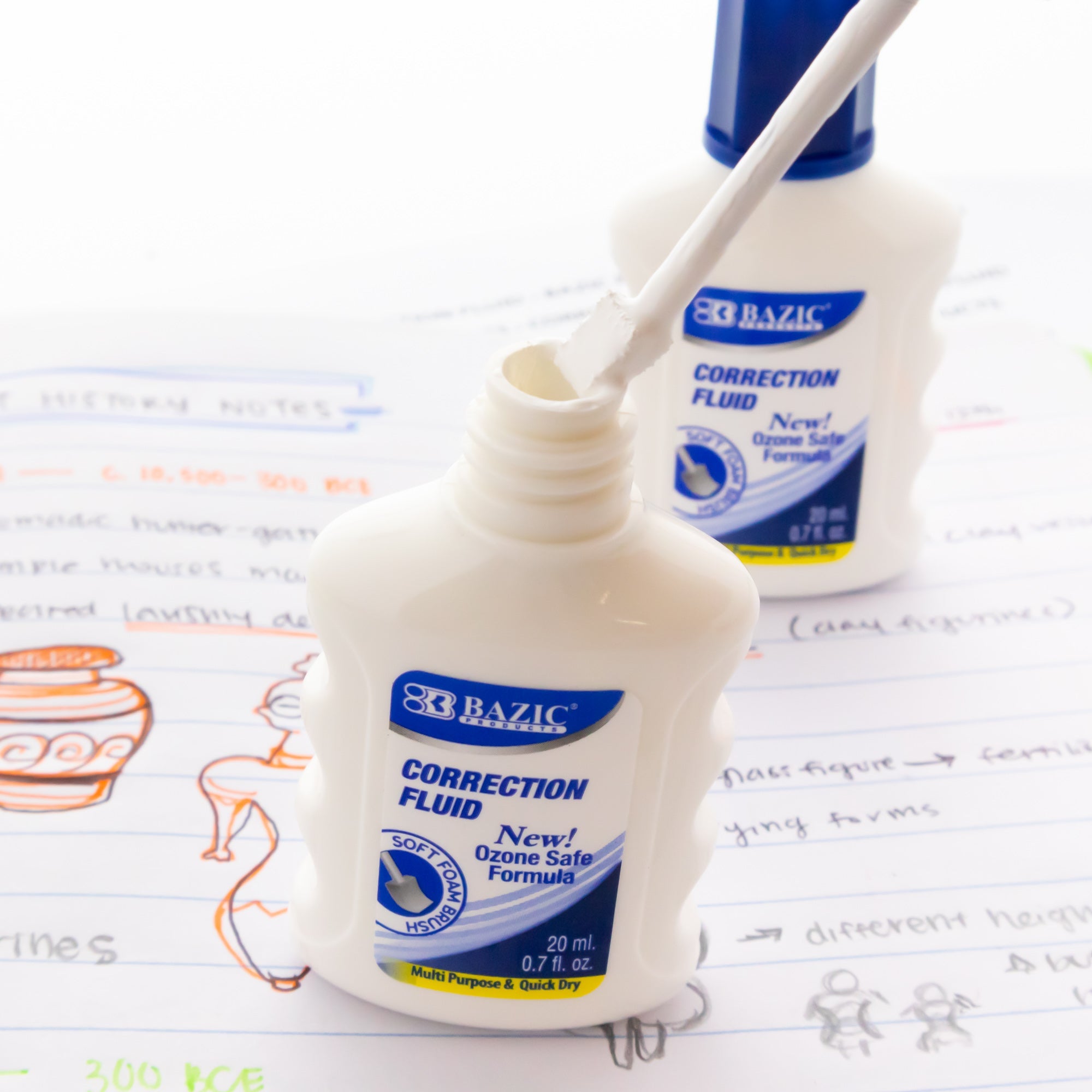 BAZIC 0.7 FL OZ (20 mL) Correction Fluid Foam Brush (2/Pk)