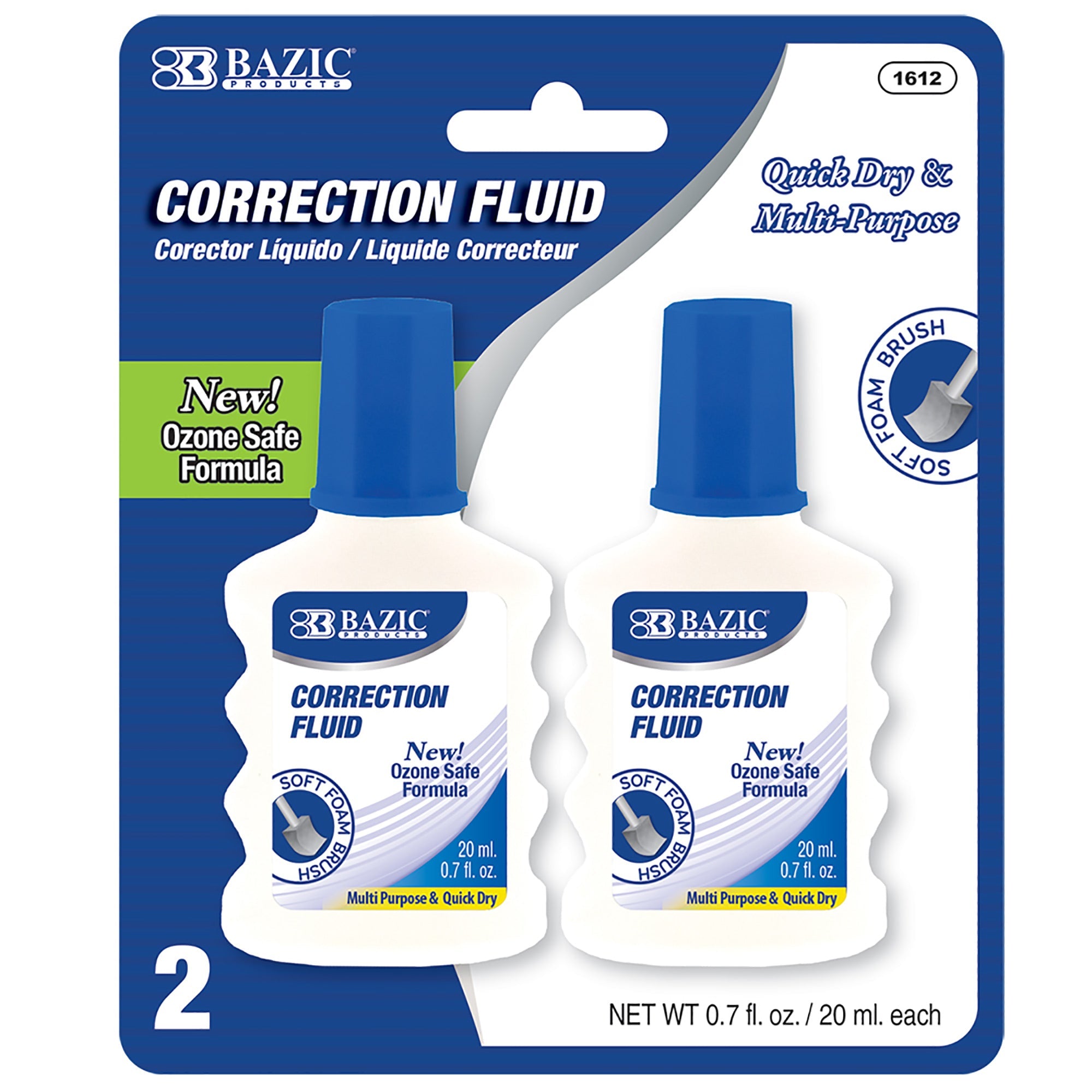 BAZIC 0.7 FL OZ (20 mL) Correction Fluid Foam Brush (2/Pk)