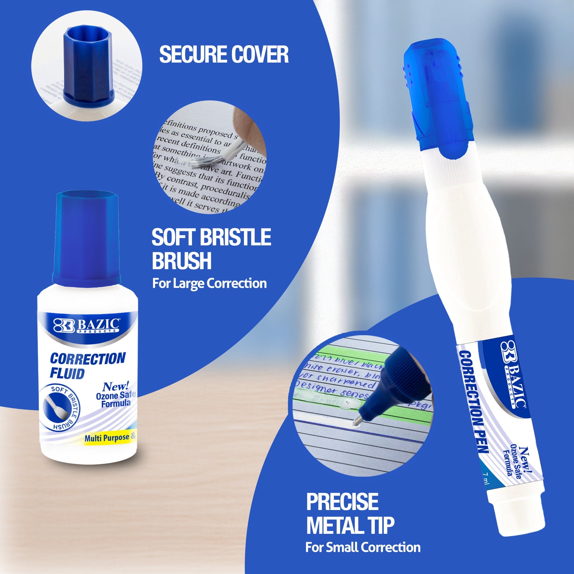 Correction Pen & Correction Fluid, Metal Tip (2/Pack)