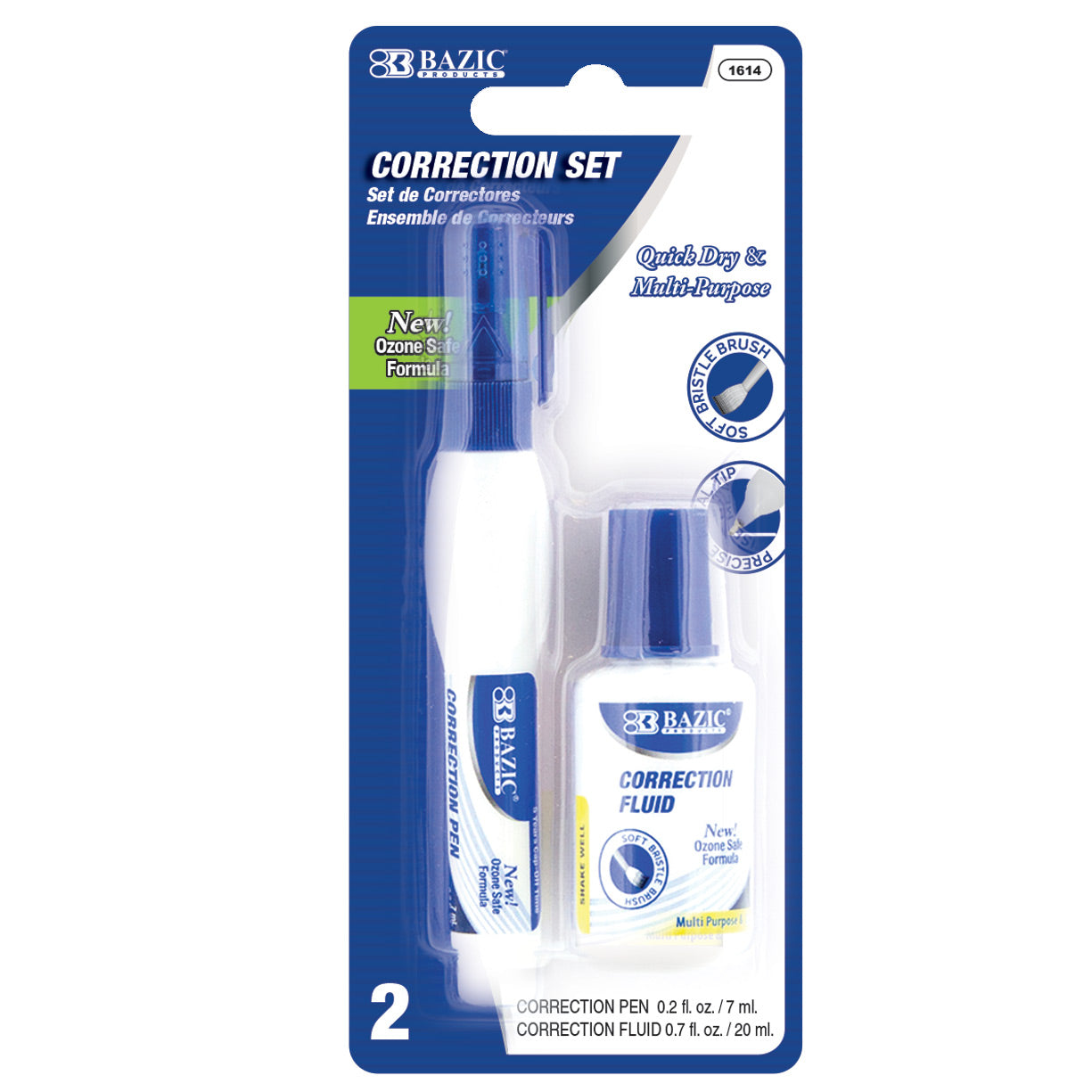 Correction Pen & Correction Fluid, Metal Tip (2/Pack)