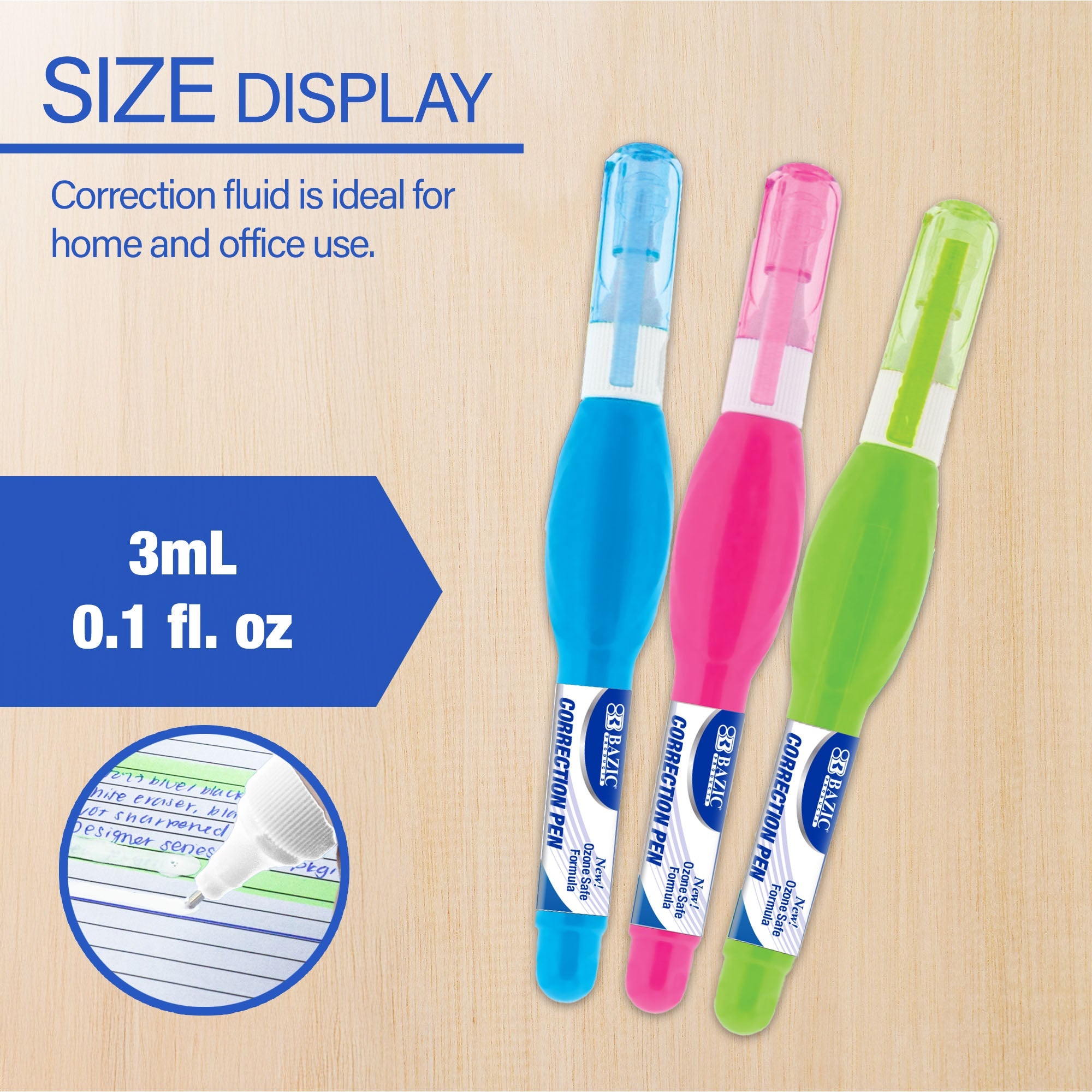 Correction Pen Metal Tip Mini, 0.1 FL OZ (3 mL)(3/Pack)