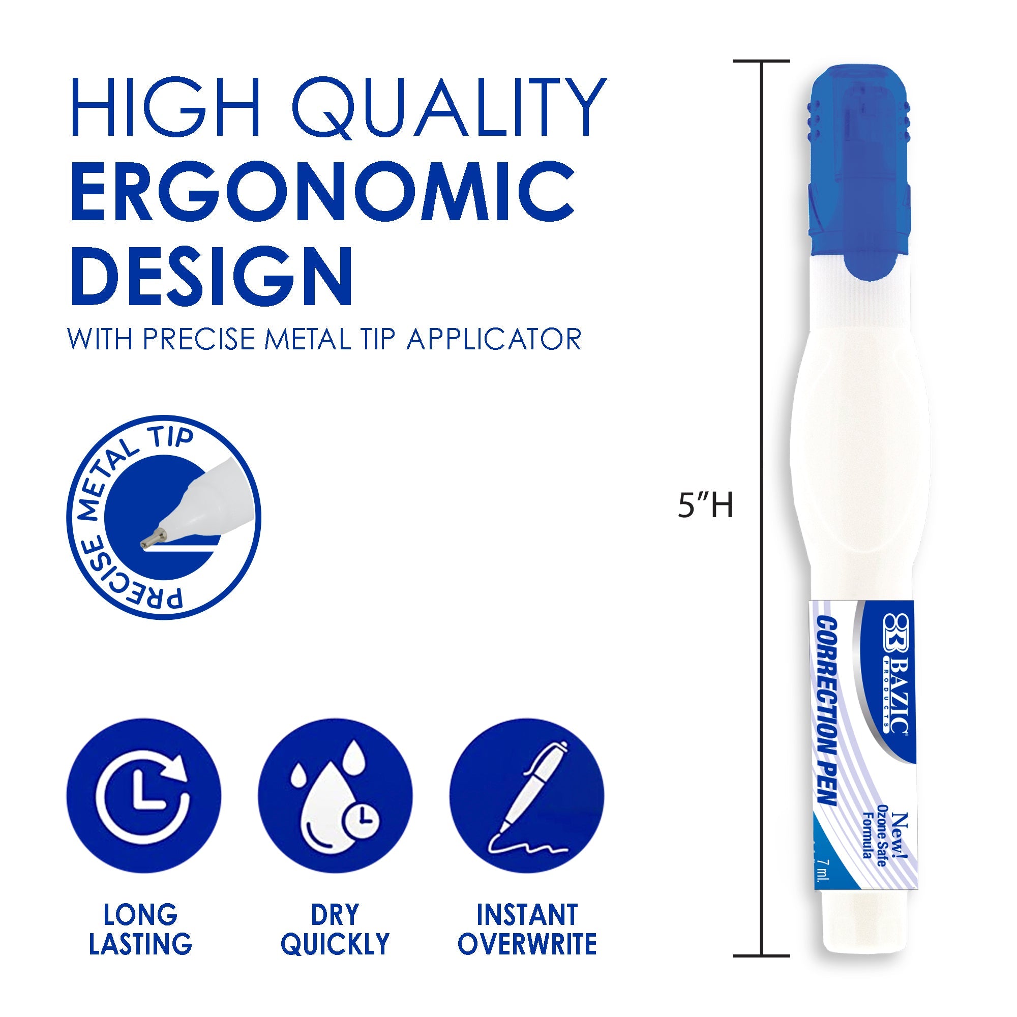 Correction Pen Metal Tip 0.2 FL OZ (7 mL)(2/Pack)