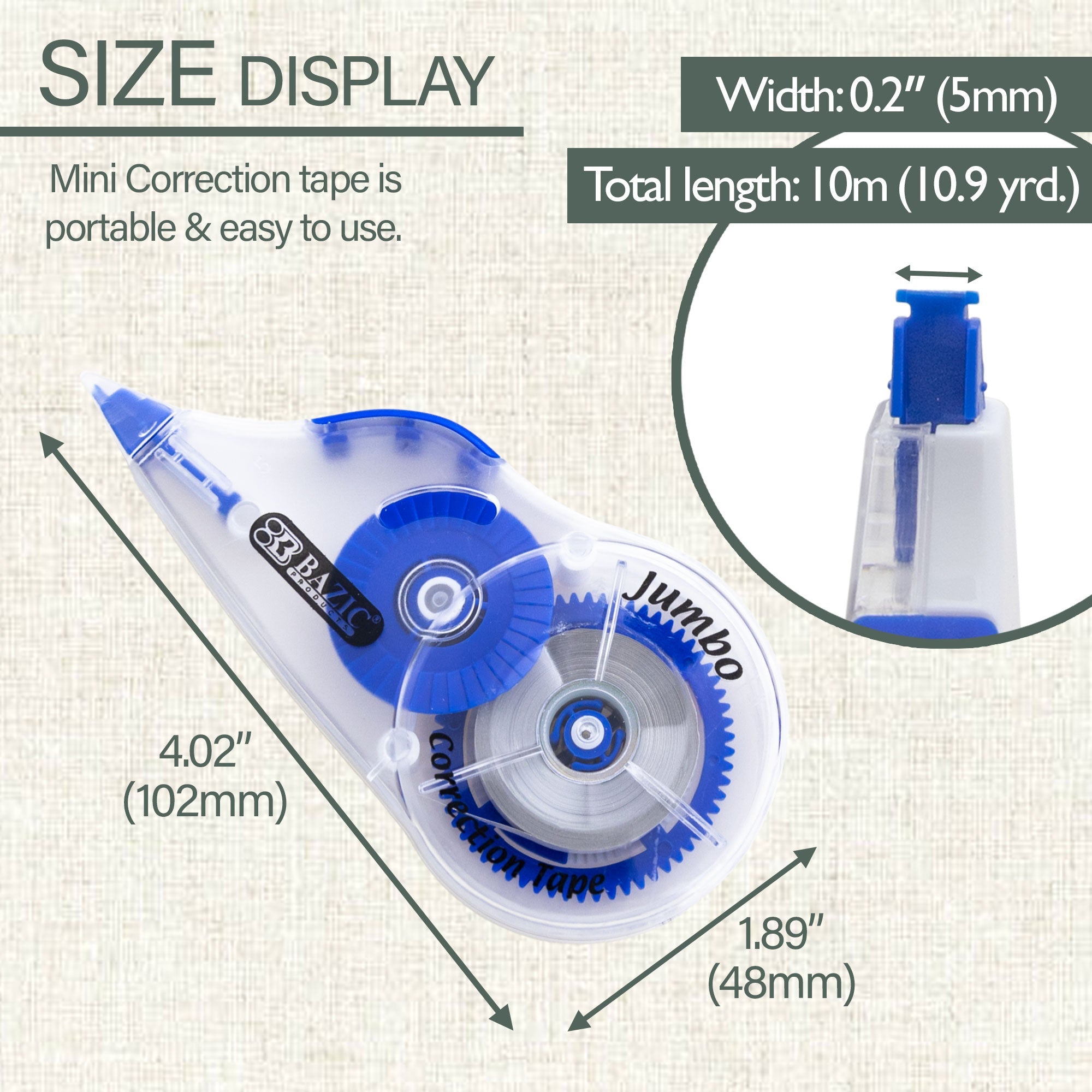 Correction Tape w/ Grip, Jumbo 5 mm x 394"