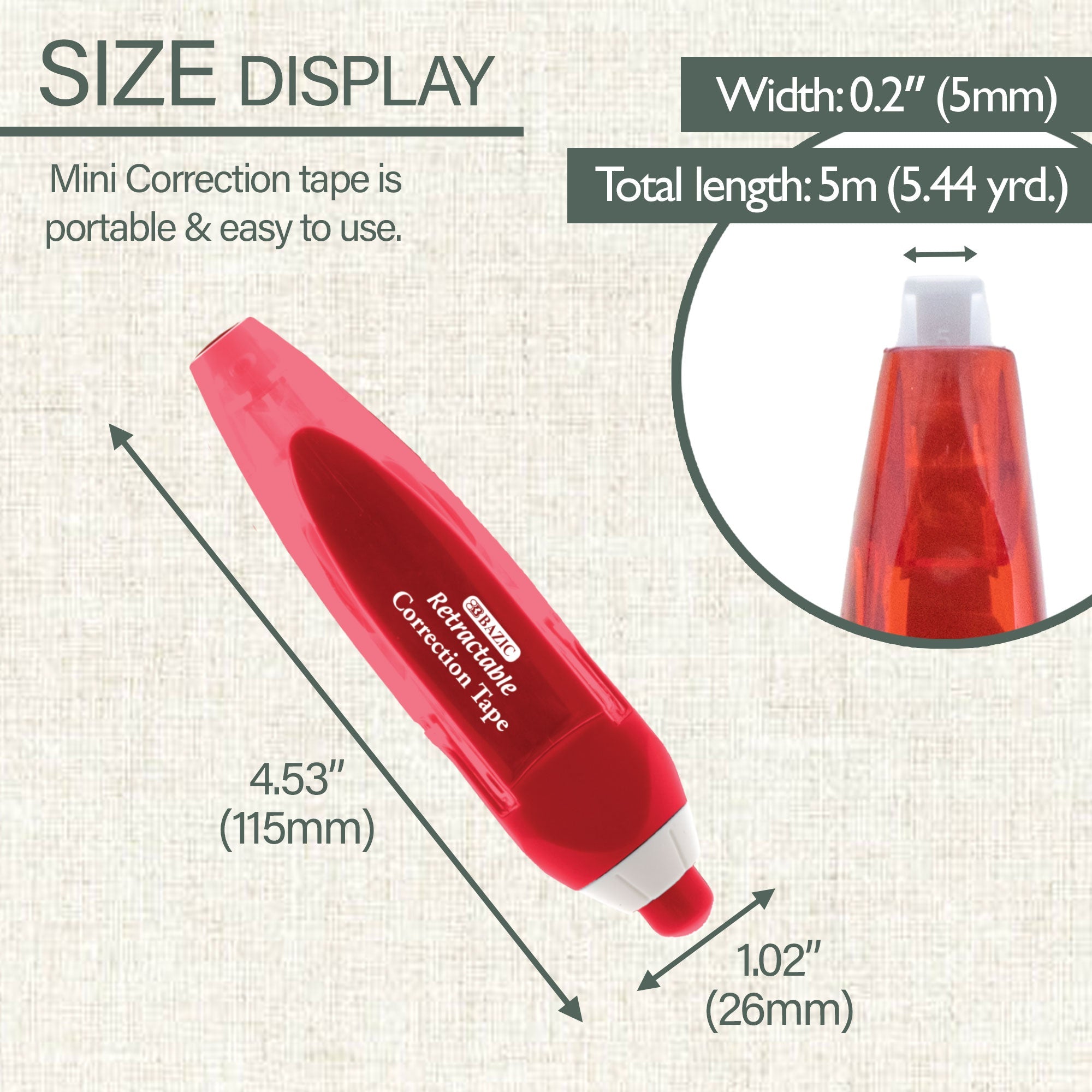 Correction Tape Retractable 5 mm x 196"