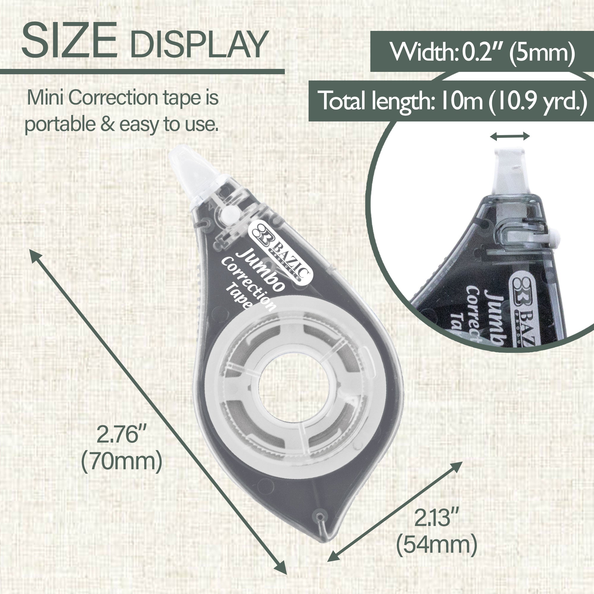 Correction Tape w/ Two Way Applicator, Jumbo 5 mm x 394"