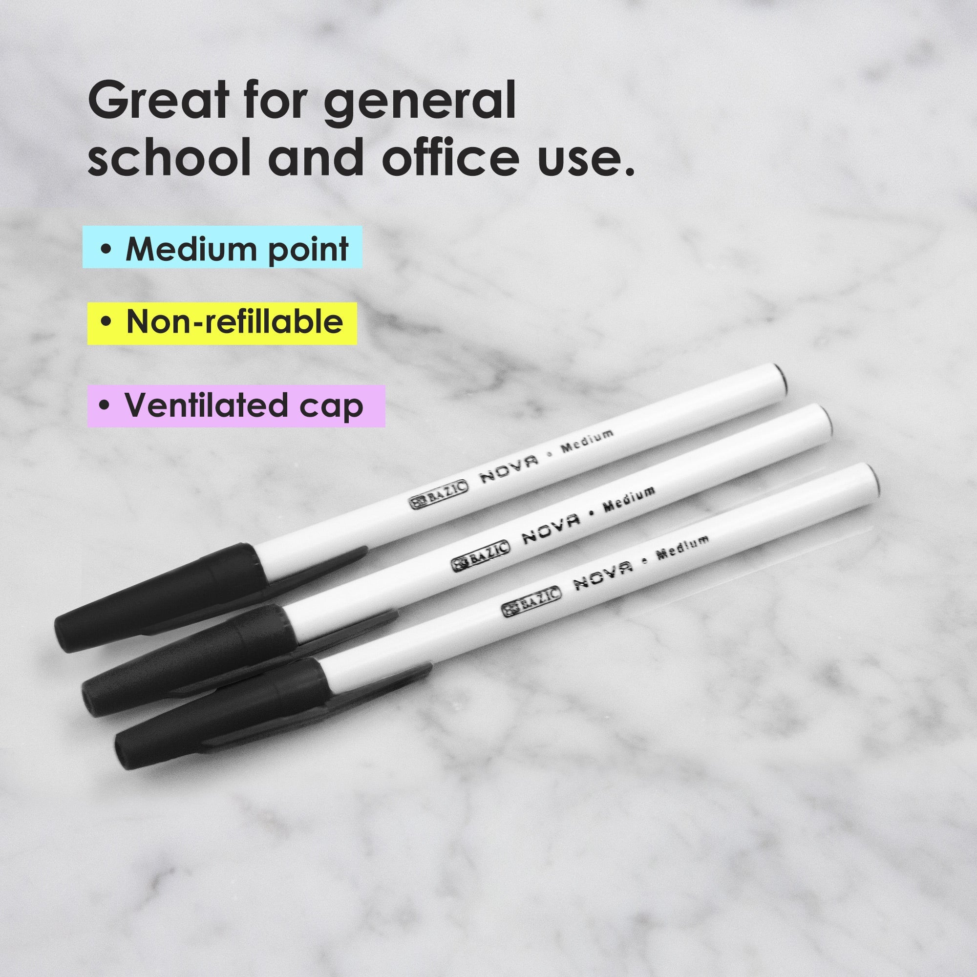 Nova (12/Box) Black Color Stick Pen