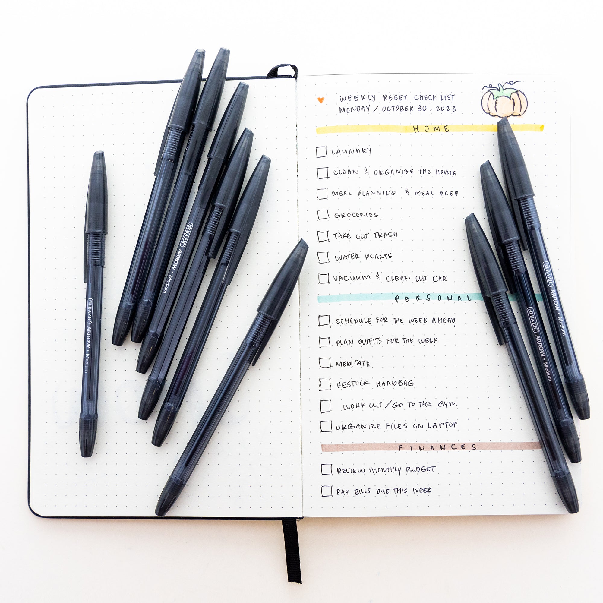 Arrow Black Stick Pen (10/Pack)