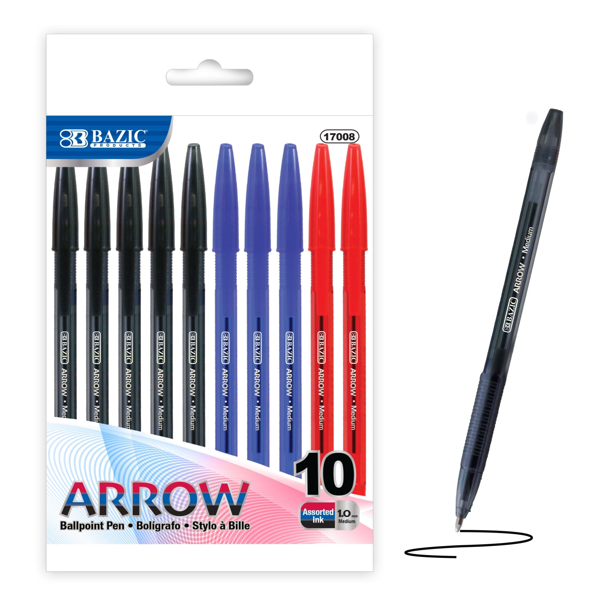 Arrow Assorted Color Stick Pen (10/Pack)
