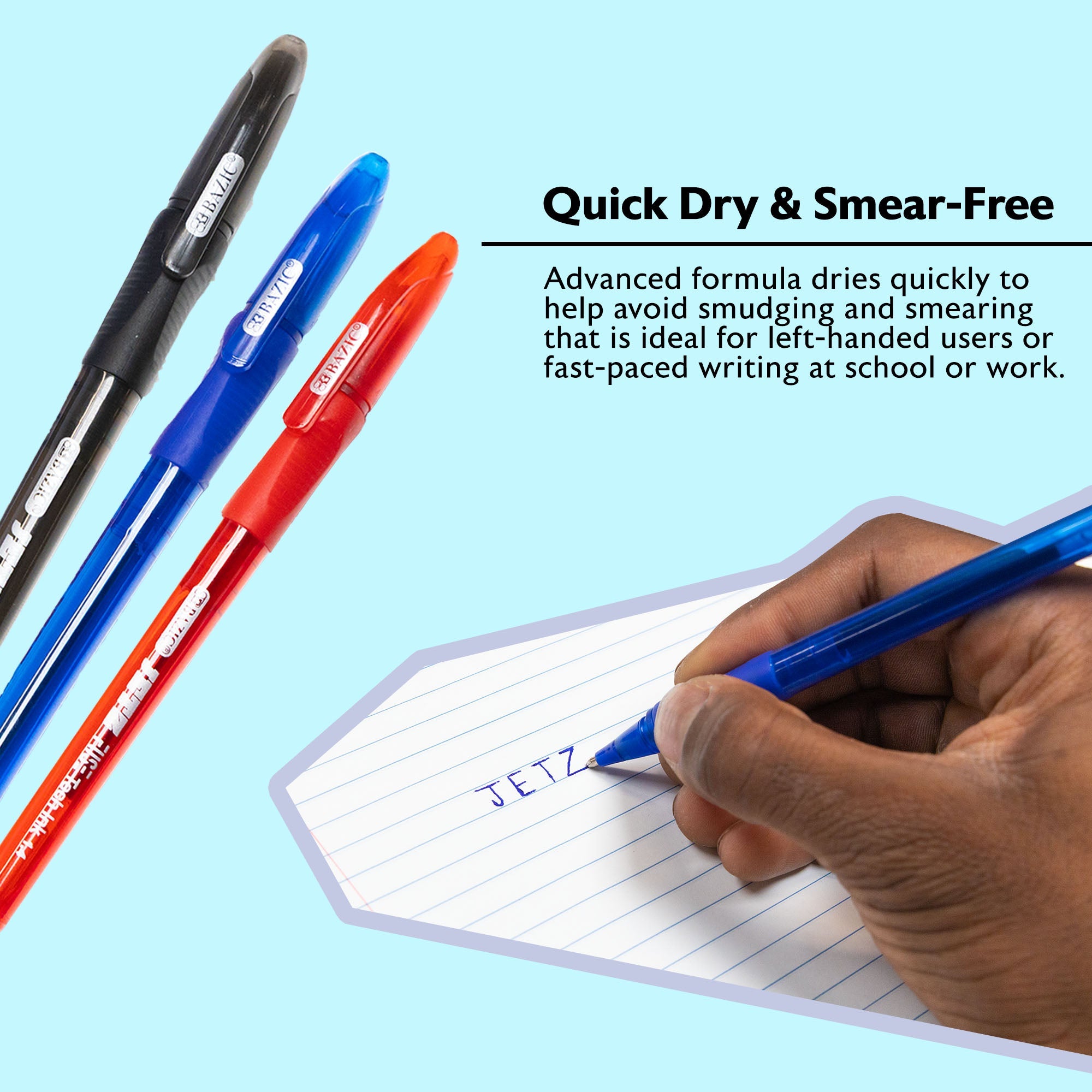 ink　ベジート BAZIC Jetz 1.4 mm Tip Asst. Color FUSE Tech Ink Pen w/ Cushion