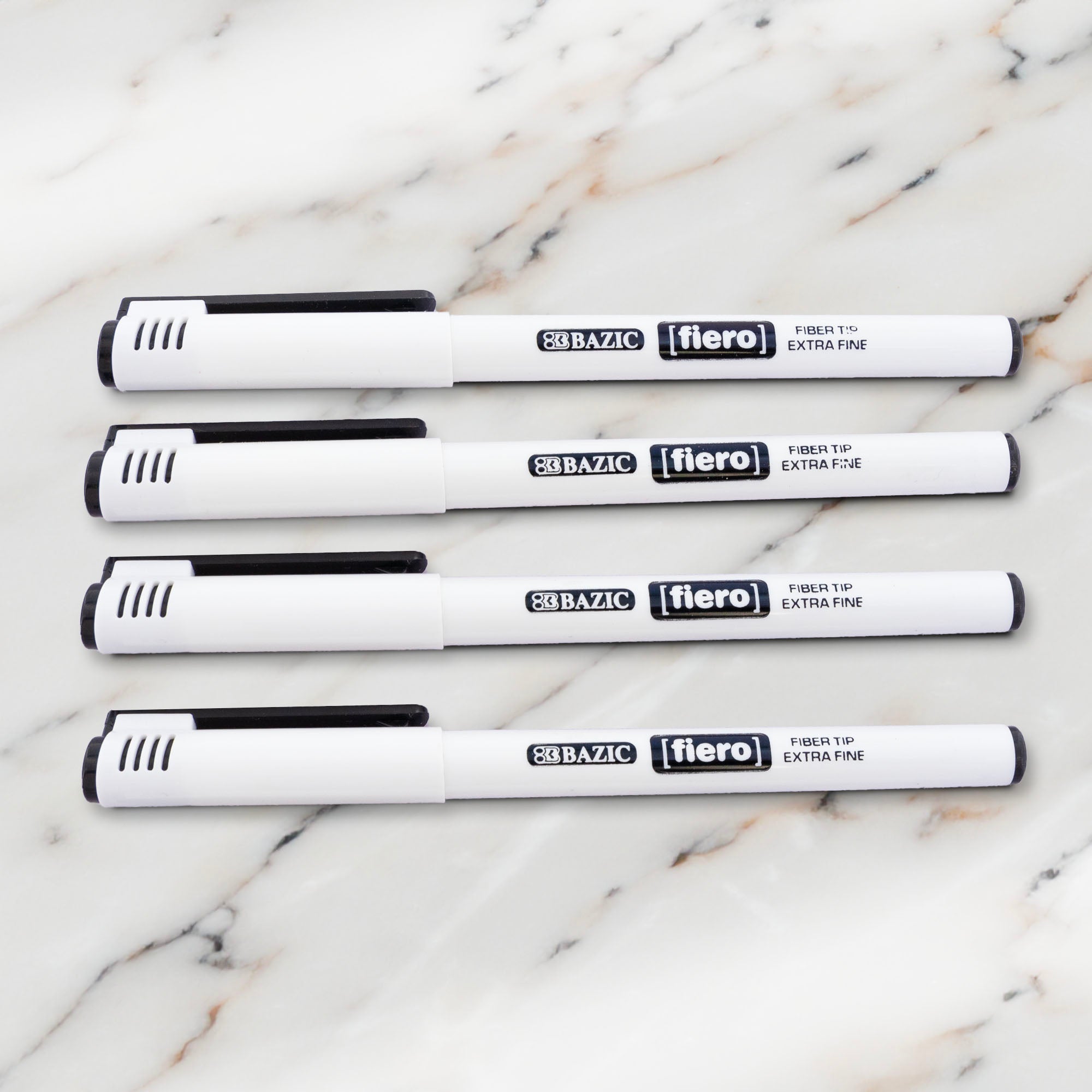 Fiero Black Fiber Tip Fineliner Pen (4/Pack)