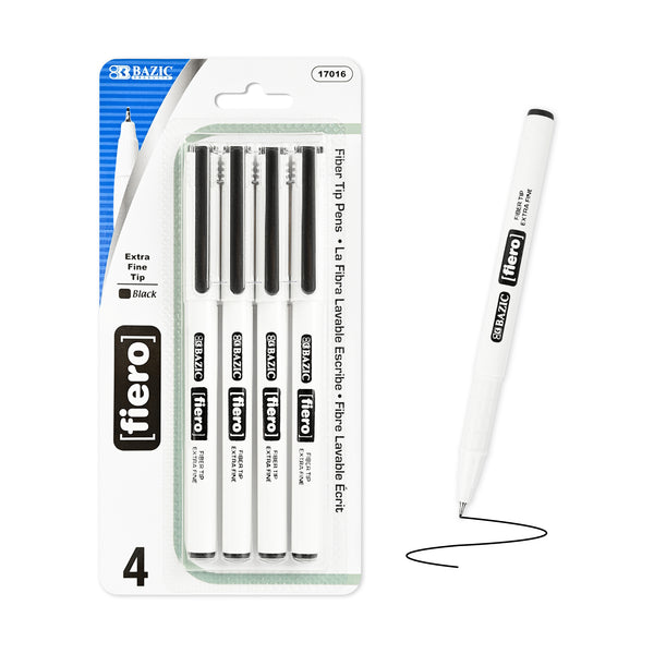 Fiero Black Fiber Tip Fineliner Pen (4/Pack)
