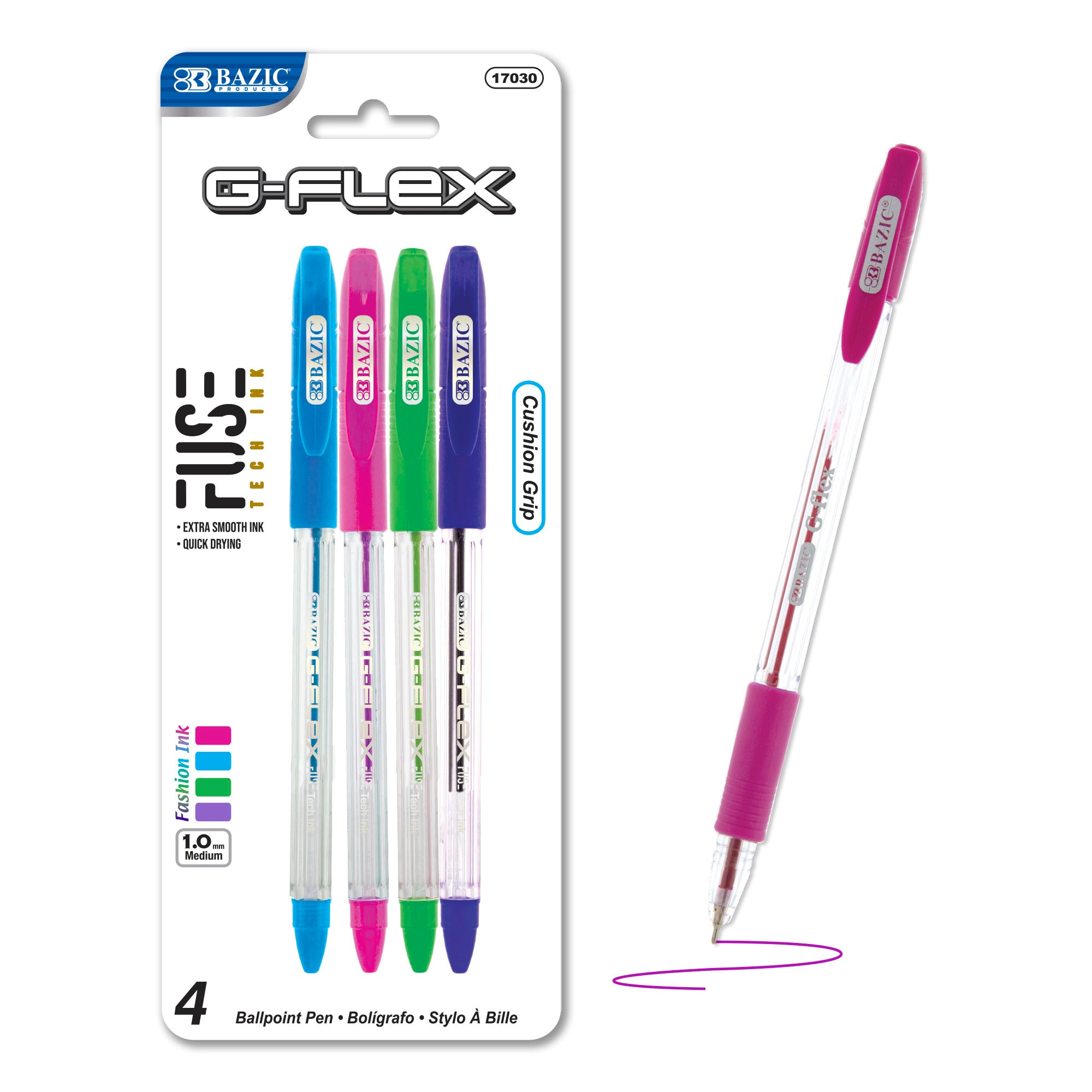 G-Flex 4 Color Oil-Gel Ink Pen w/ Cushion Grip