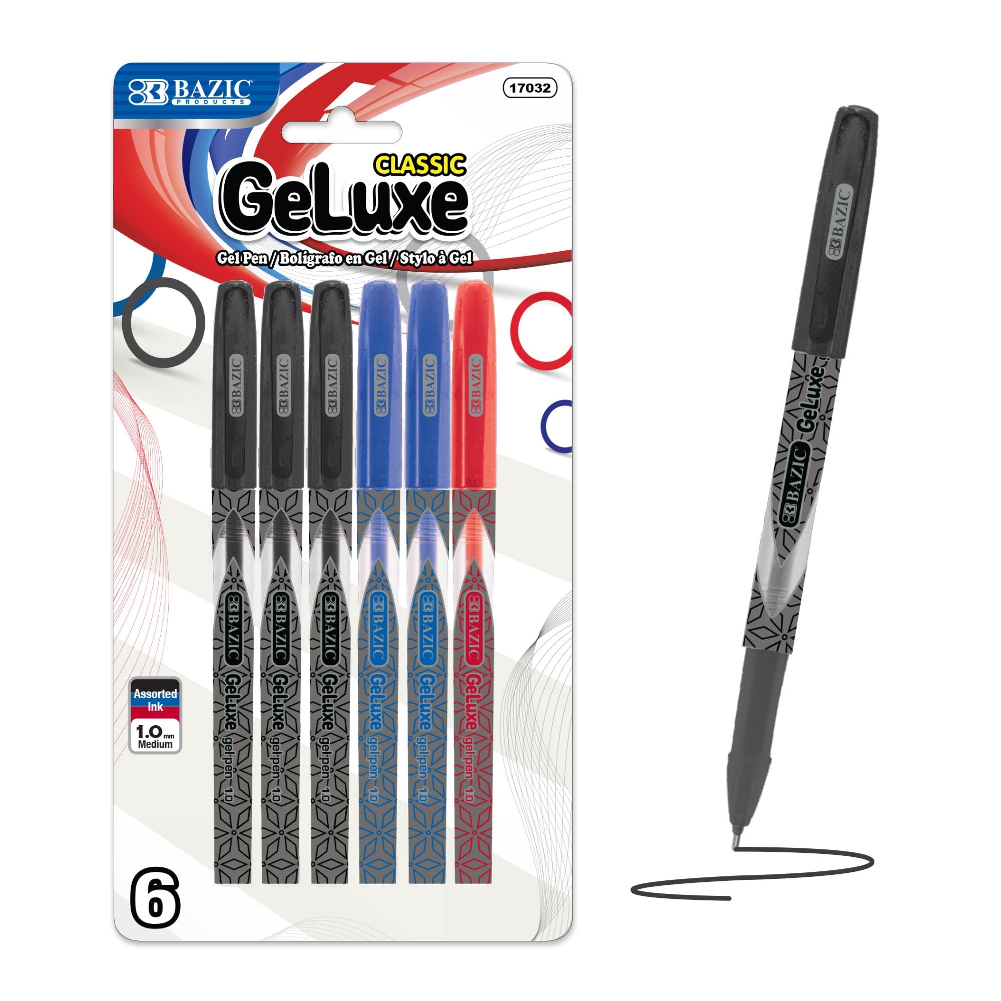 GeLuxe Asst. Color Gel Roller Pen (6/Pack)
