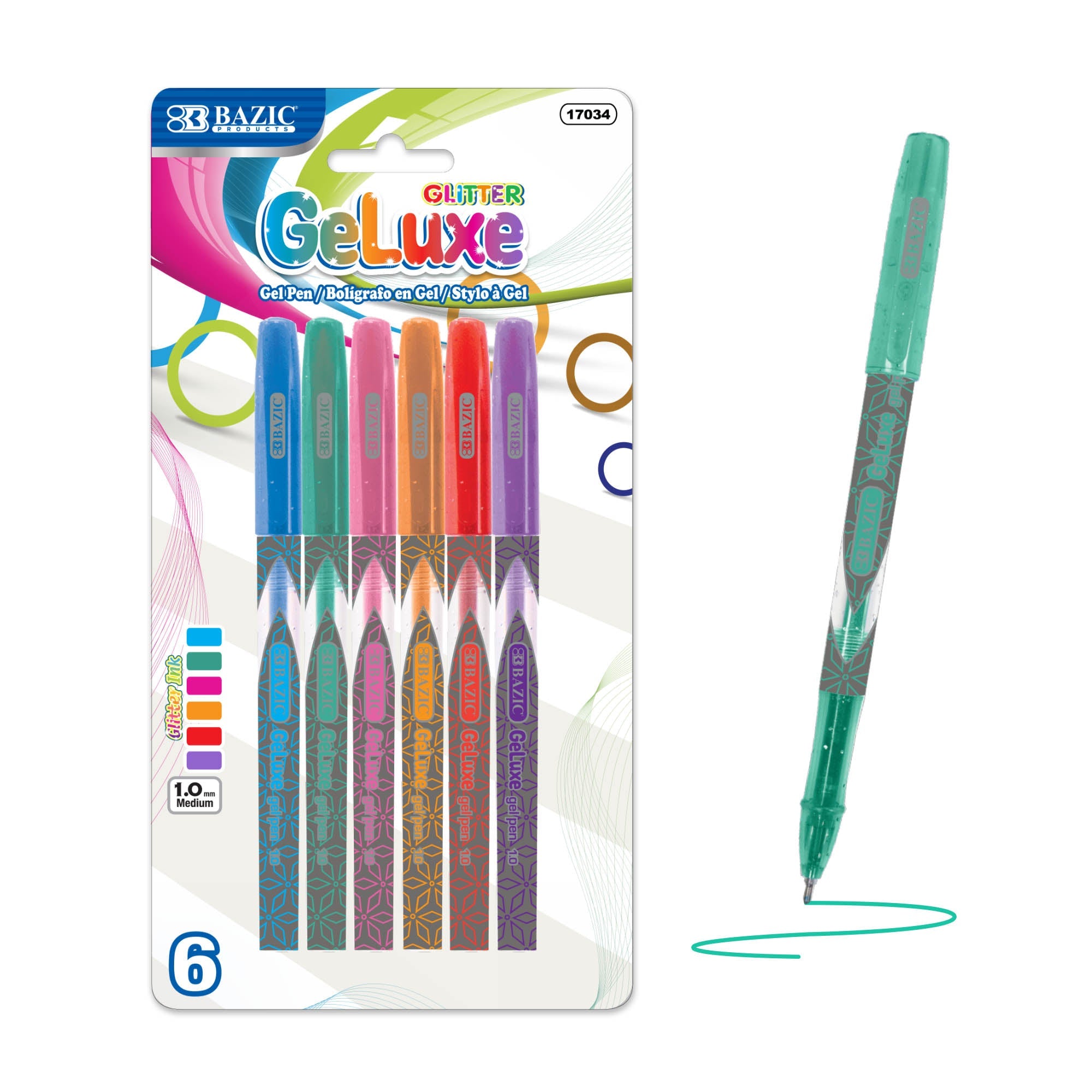 GeLuxe 6 Glitter Color Gel Roller Pen