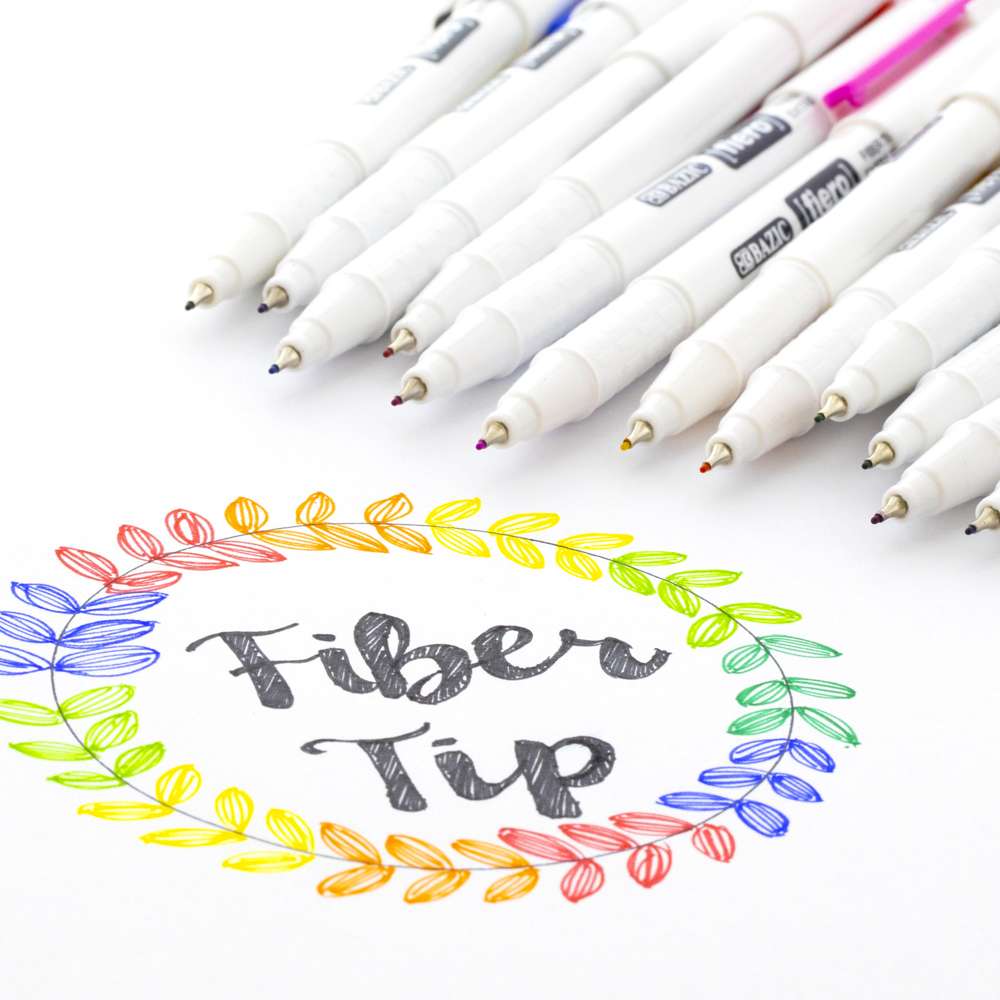 Fiero Assorted Color Fiber Tip Fineliner Pen 12 Color