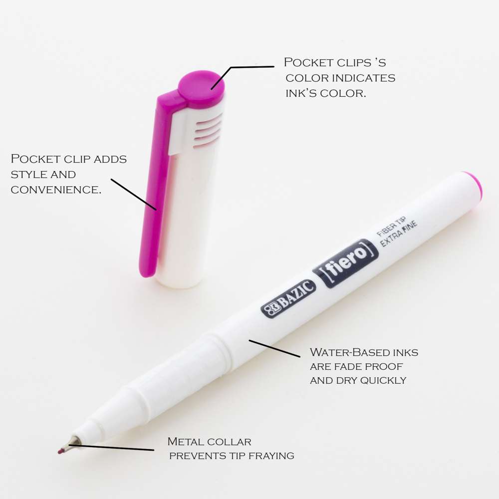 Fiero Assorted Color Fiber Tip Fineliner Pen 12 Color