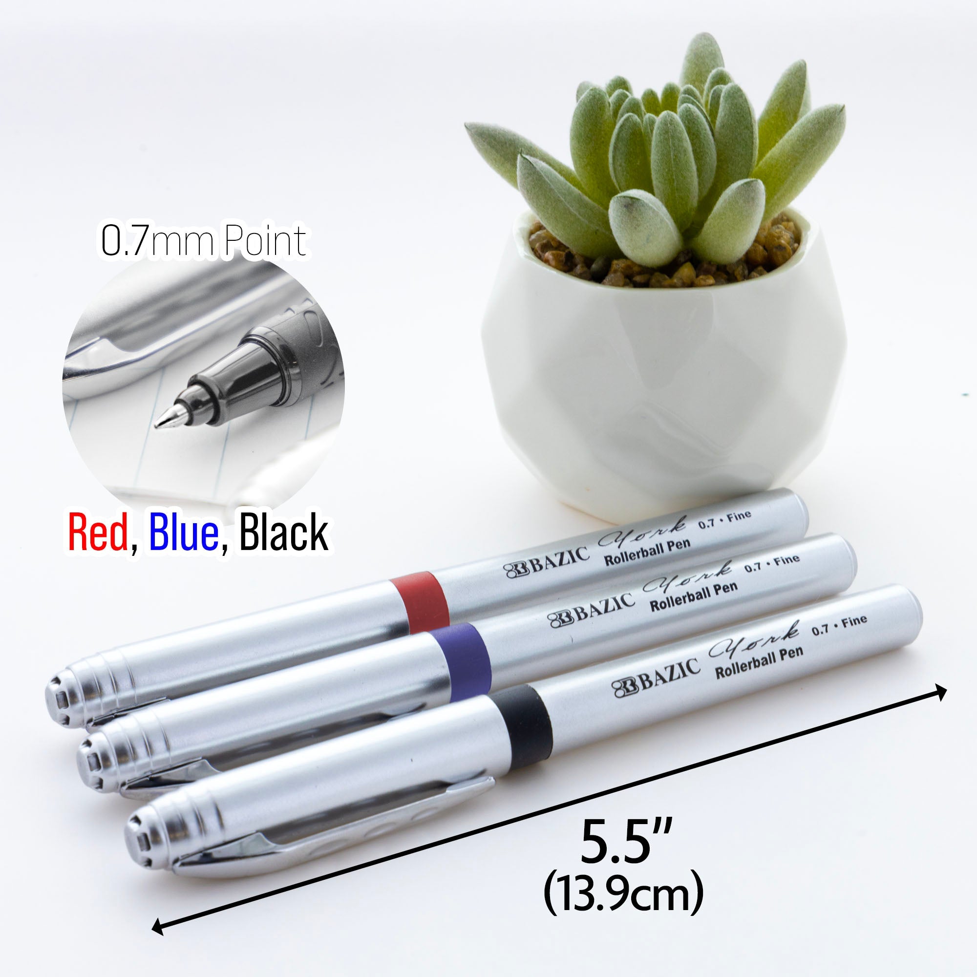 York Assorted Color Rollerball Pen w/ Grip (3/Pack)