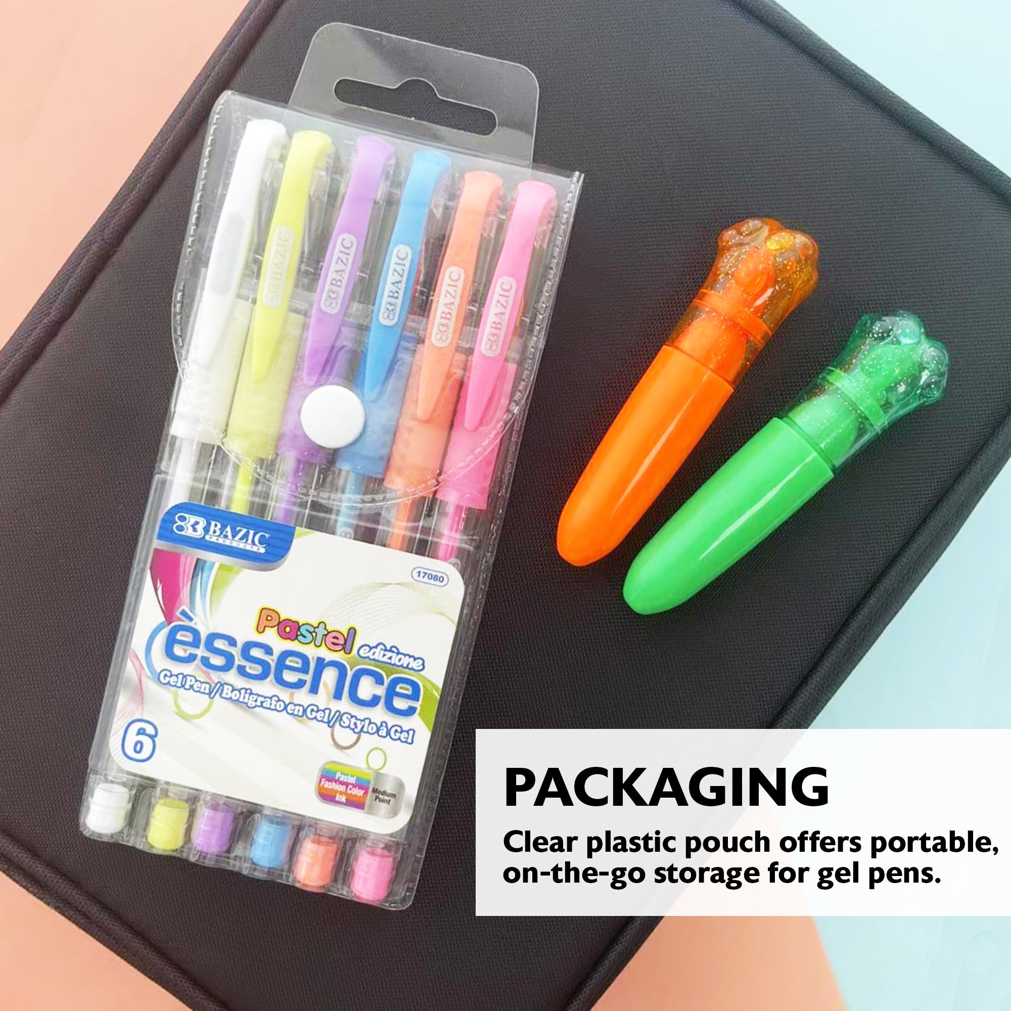 Essence Gel Pen 6 Pastel Color w/ Cushion Grip