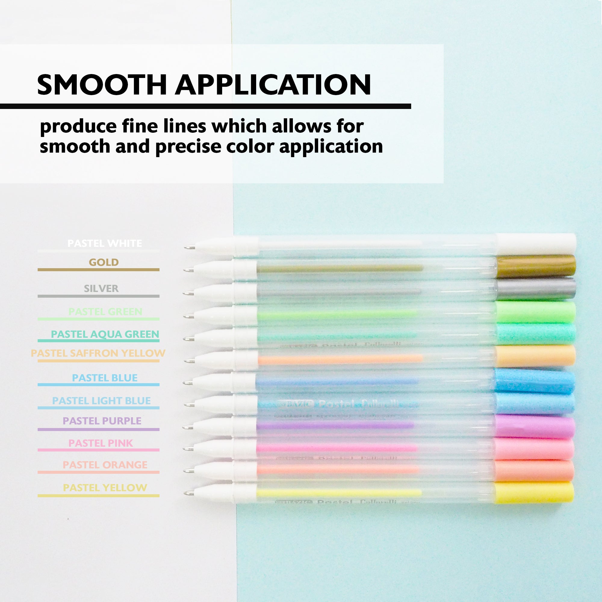 BAZIC Collorelli Gel Pen 12 Pastel Color – BAZIC Products