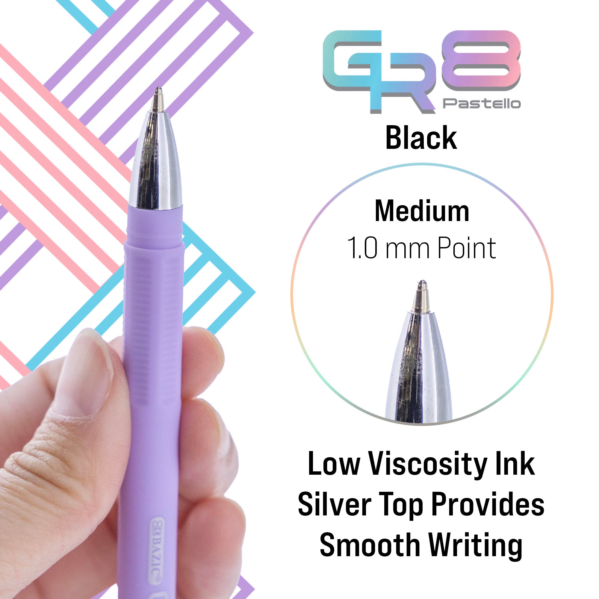 GR8 Dazzle Black FUSE Tech Ink Pen Rubberized Barrel (3/Pack)
