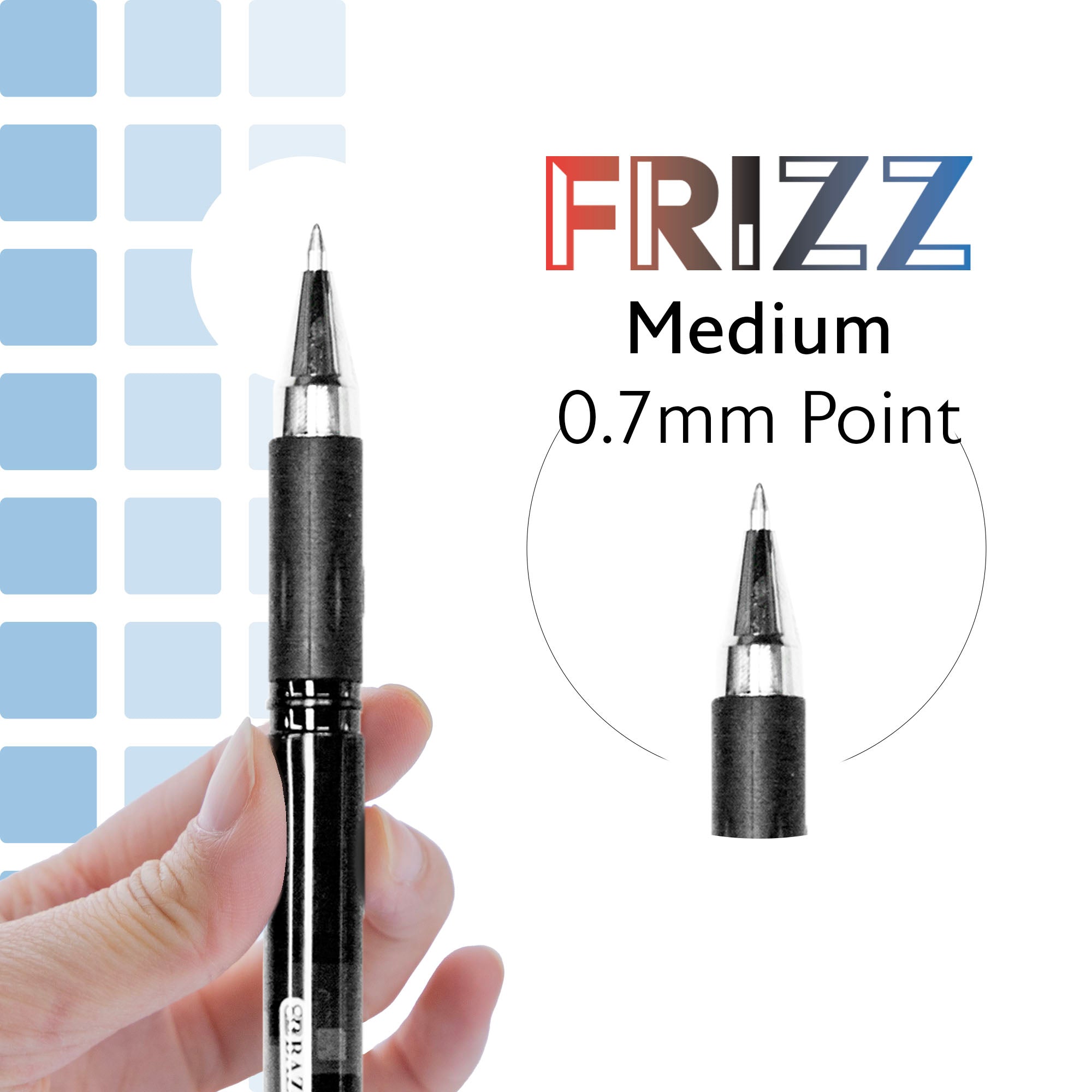 Frizz Black Erasable Gel Pen with Grip