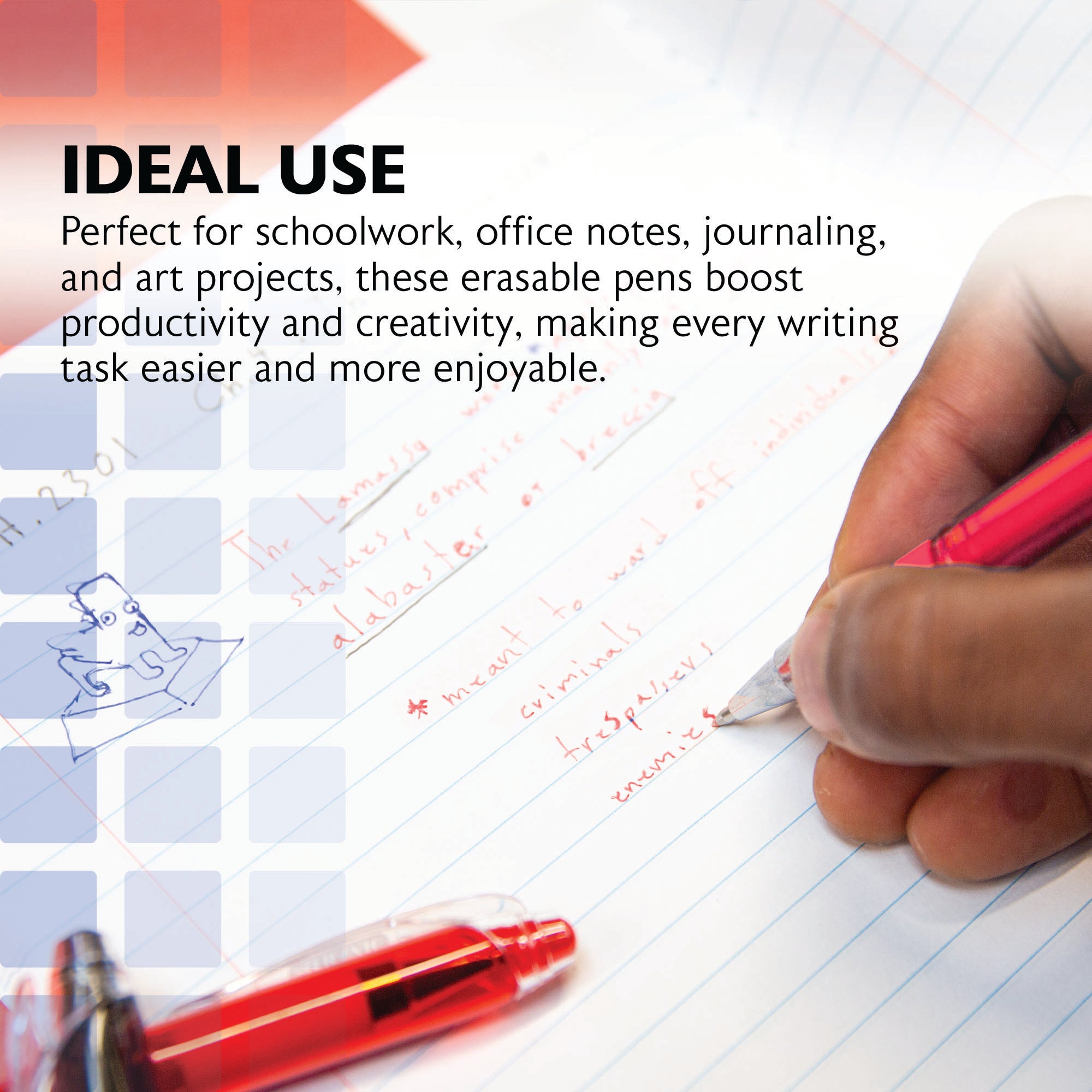 Frizz Red Erasable Gel Pen with Grip
